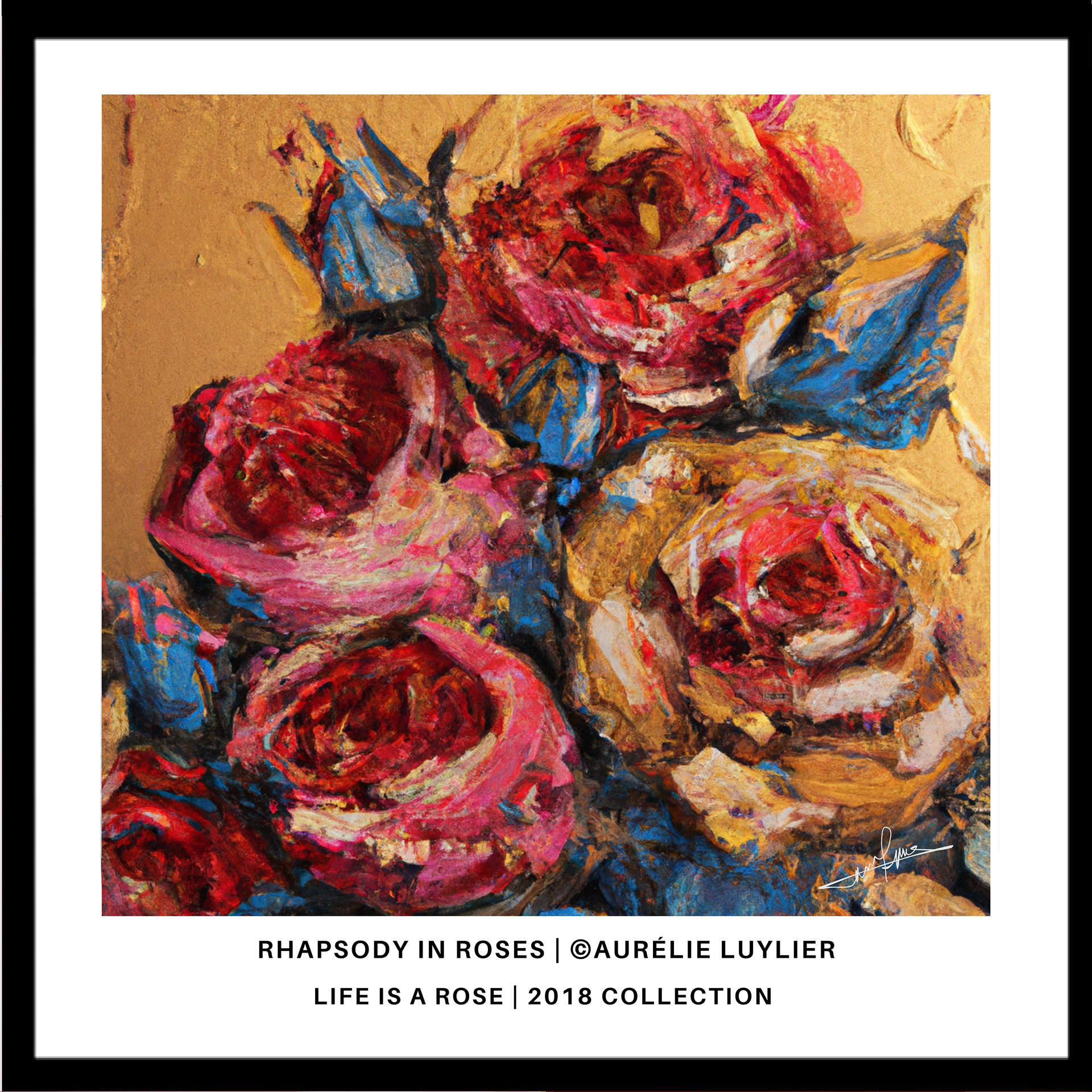 "Rhapsody in Roses" is a symphony of color and texture, where roses of varied shades blend in harmonious discord. Each bloom tells a part of a greater story, a visual rhapsody celebrating the emotional spectrum of human existence.