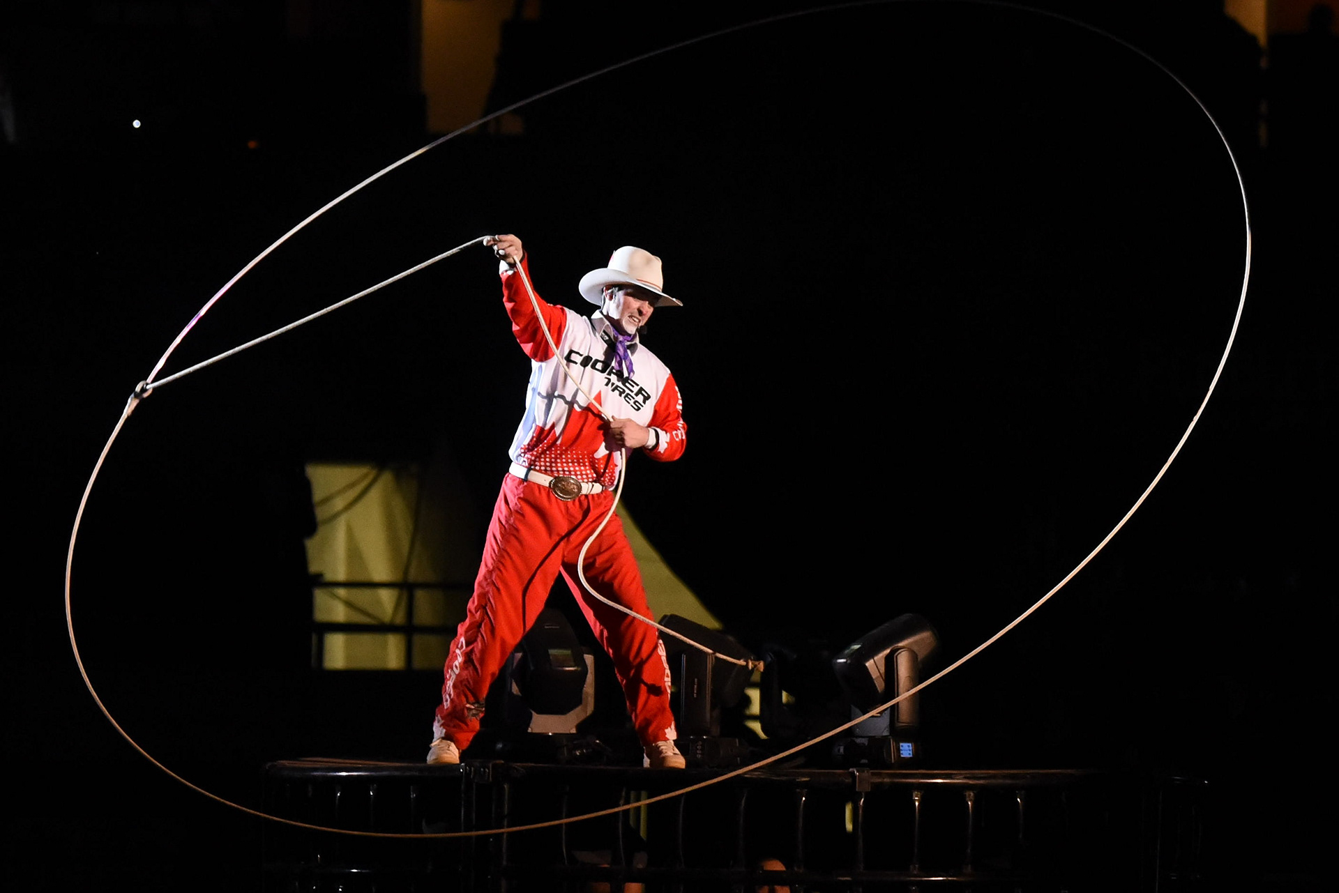 Brinson James, entertainer, performs between the first and second rounds of bull riding at the PBR Pendleton Whisky Classic, a Canada Cup Series event at the Nutrien Western Event Centre at Stampede Park in Calgary on Saturday, Oct. 23, 2021.