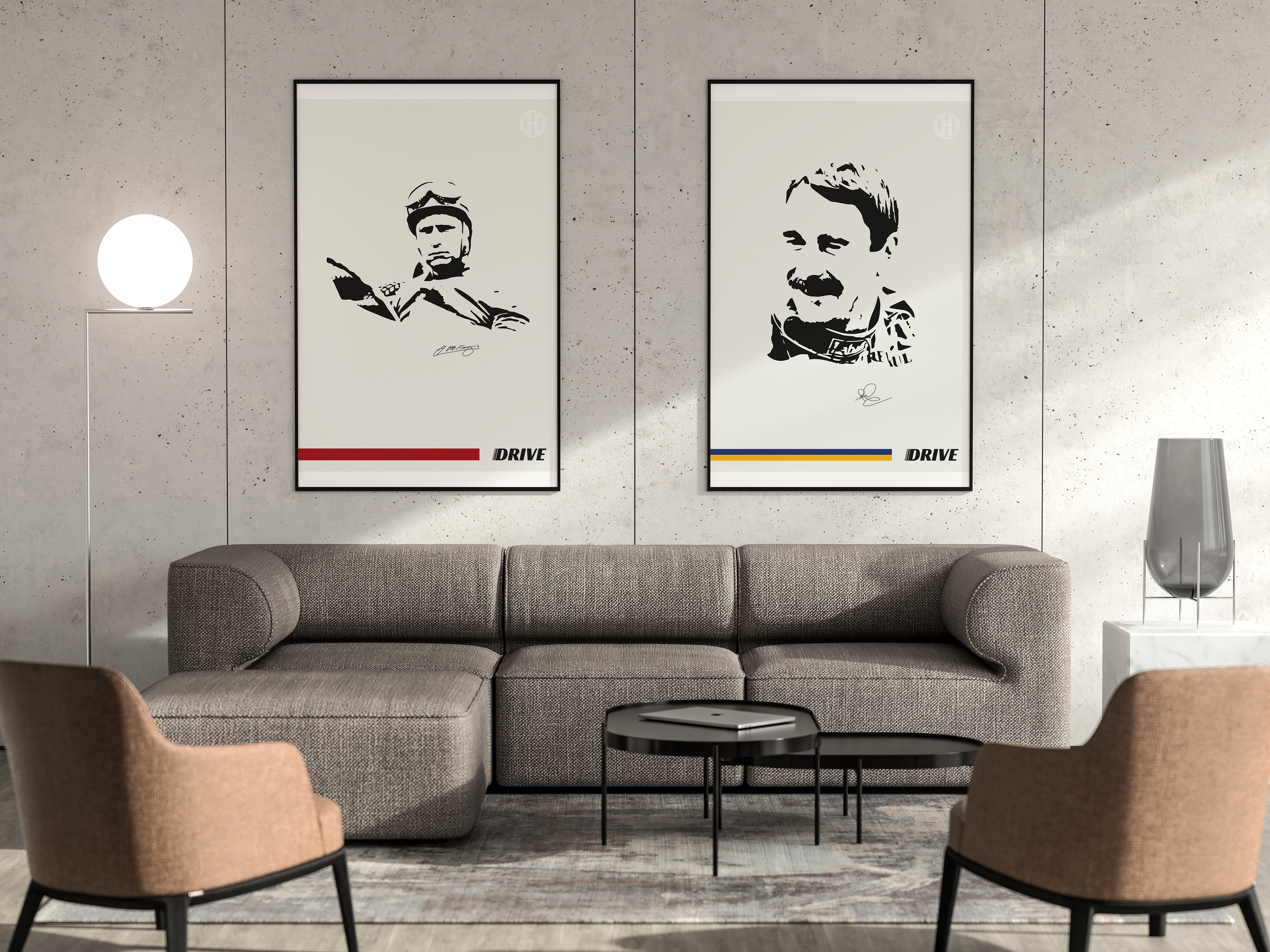 Fangio (Left) and Mansell (Right) Posters