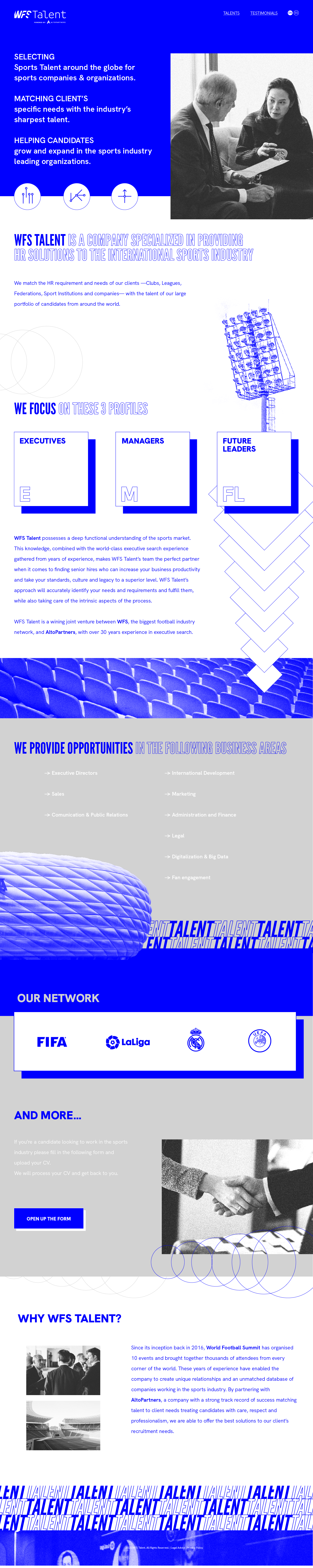 WFS Talent web design visual identity