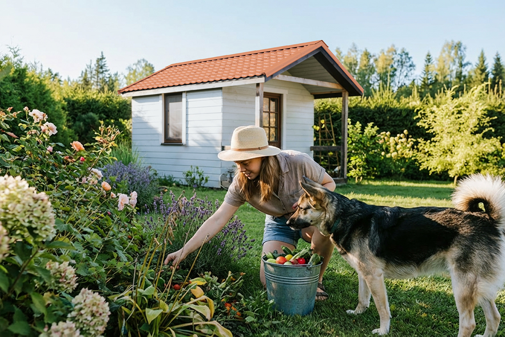 APRES : ambiance printanière et nouveau toit (Retouche effectuée avec l'aide de l'IA)