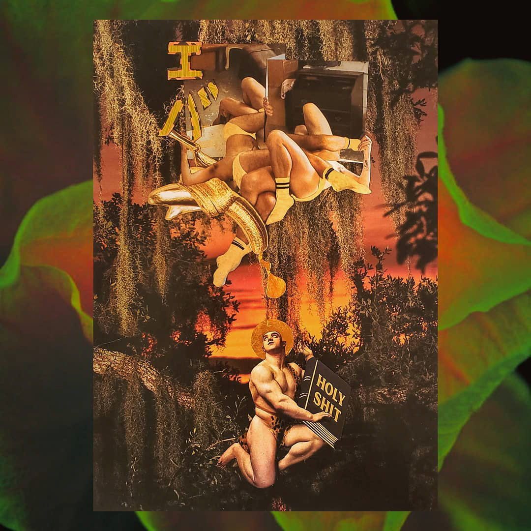 GUEDES, Pedro. Adão. 2021. Colagem manual em papel e adesivo plástico. 30cm x 20,5cm. Brasil/ São Paulo.