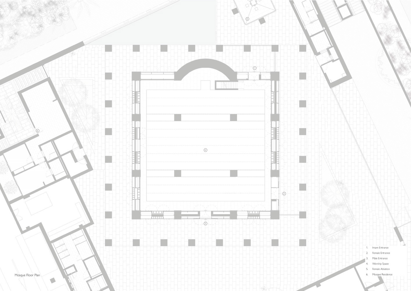 Mosque Floor Plan - © Adjaye Associates