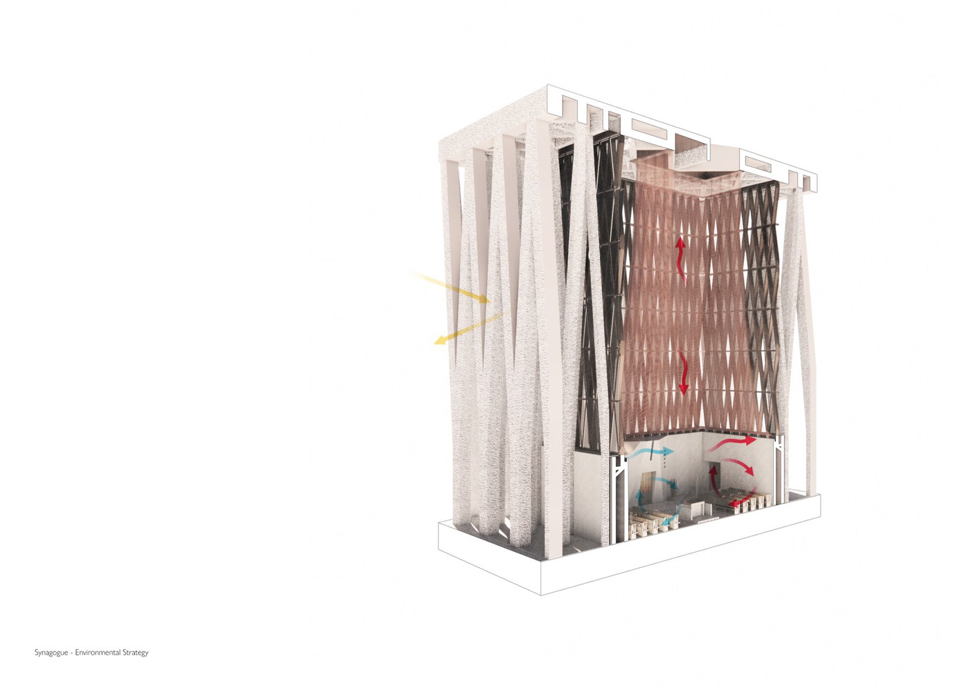 Synagogue Section Perspective - © Adjaye Associates