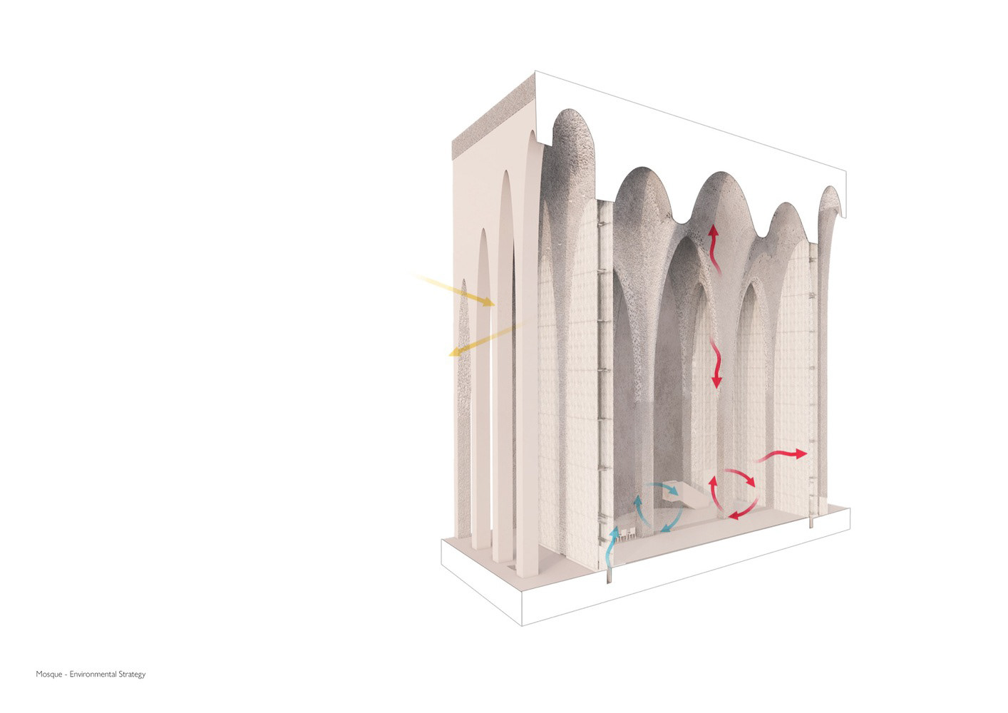 Mosque Section Perspective - © Adjaye Associates