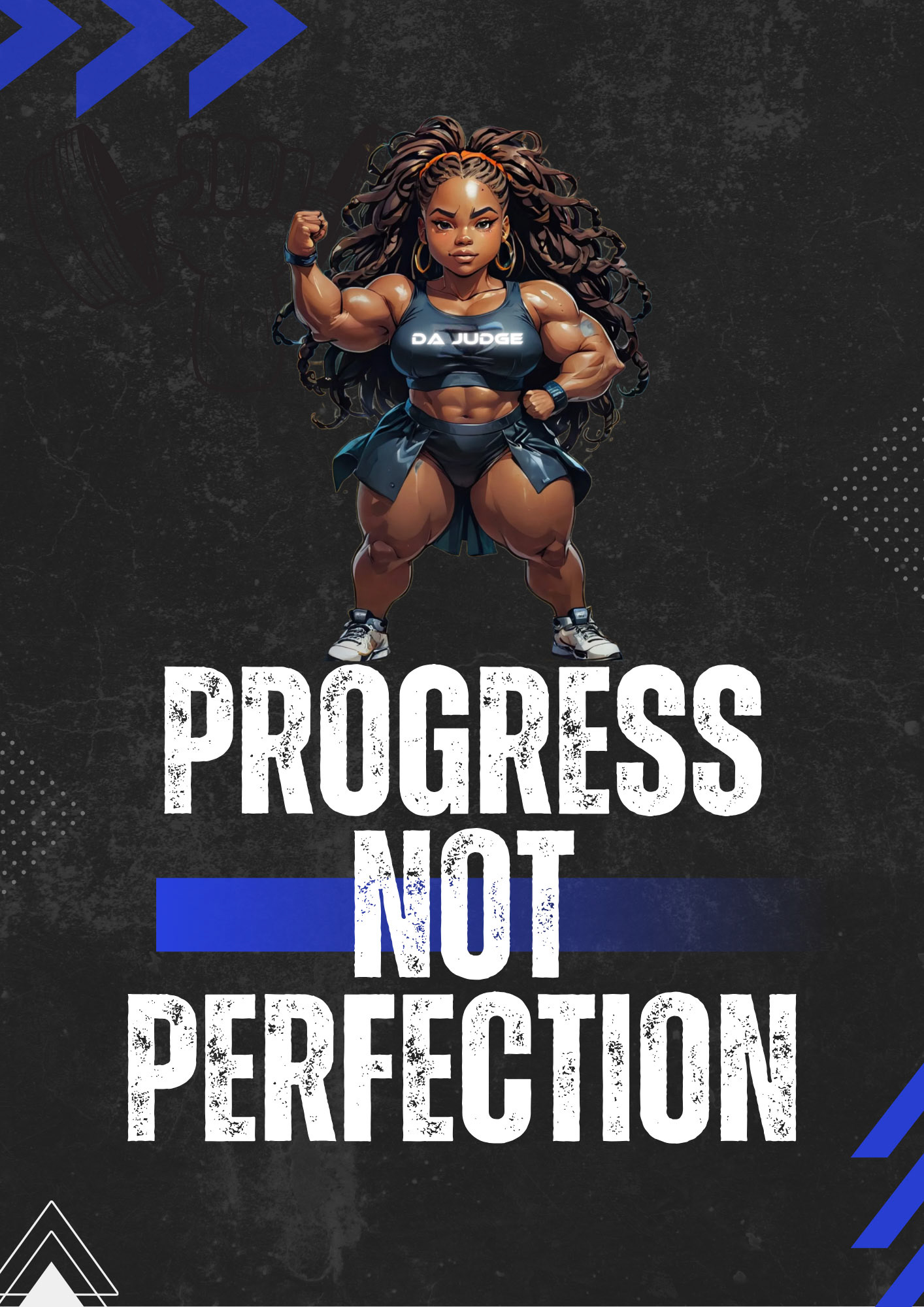 Blue and White Grunge Gym Fitness Poster - 1