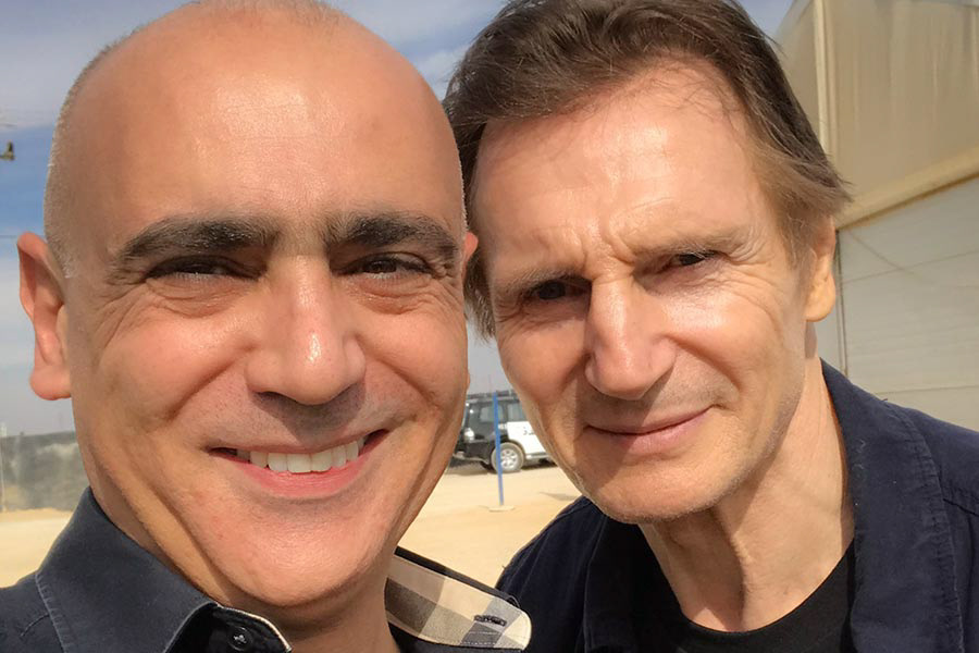 Liam Neeson during a UNICEF field visit and the production of a fundraising call at VOX Cinemas