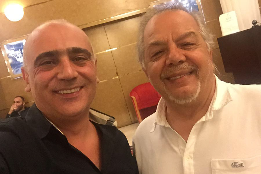 Fouad Fadil, an old friend, during the preparation of his digital studio in Beirut, Lebanon