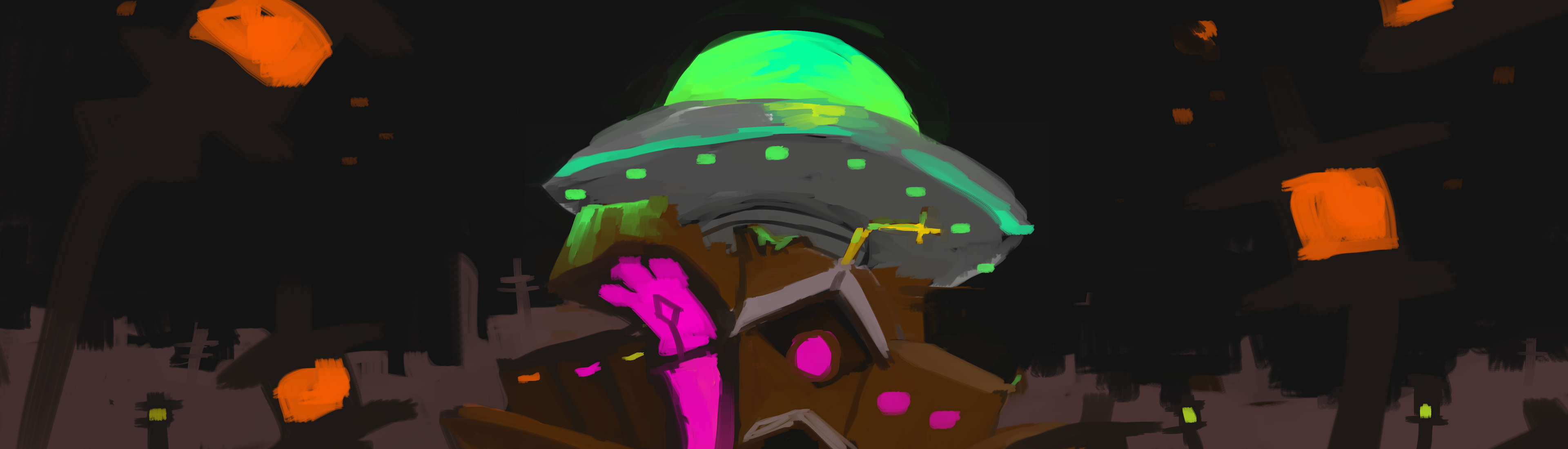 The Blob Man's saucer crash-landed into the priest's church