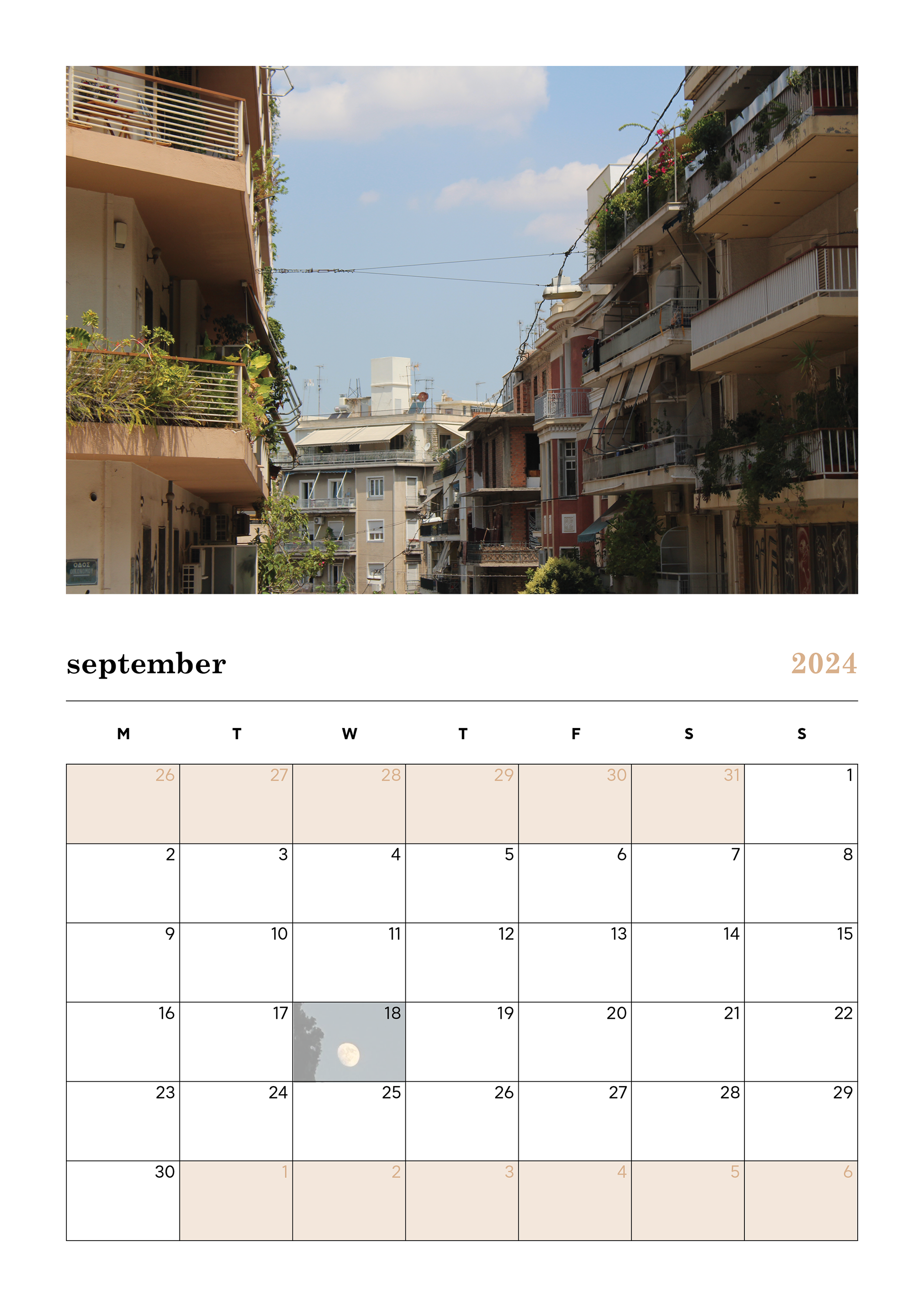 September, calendar side