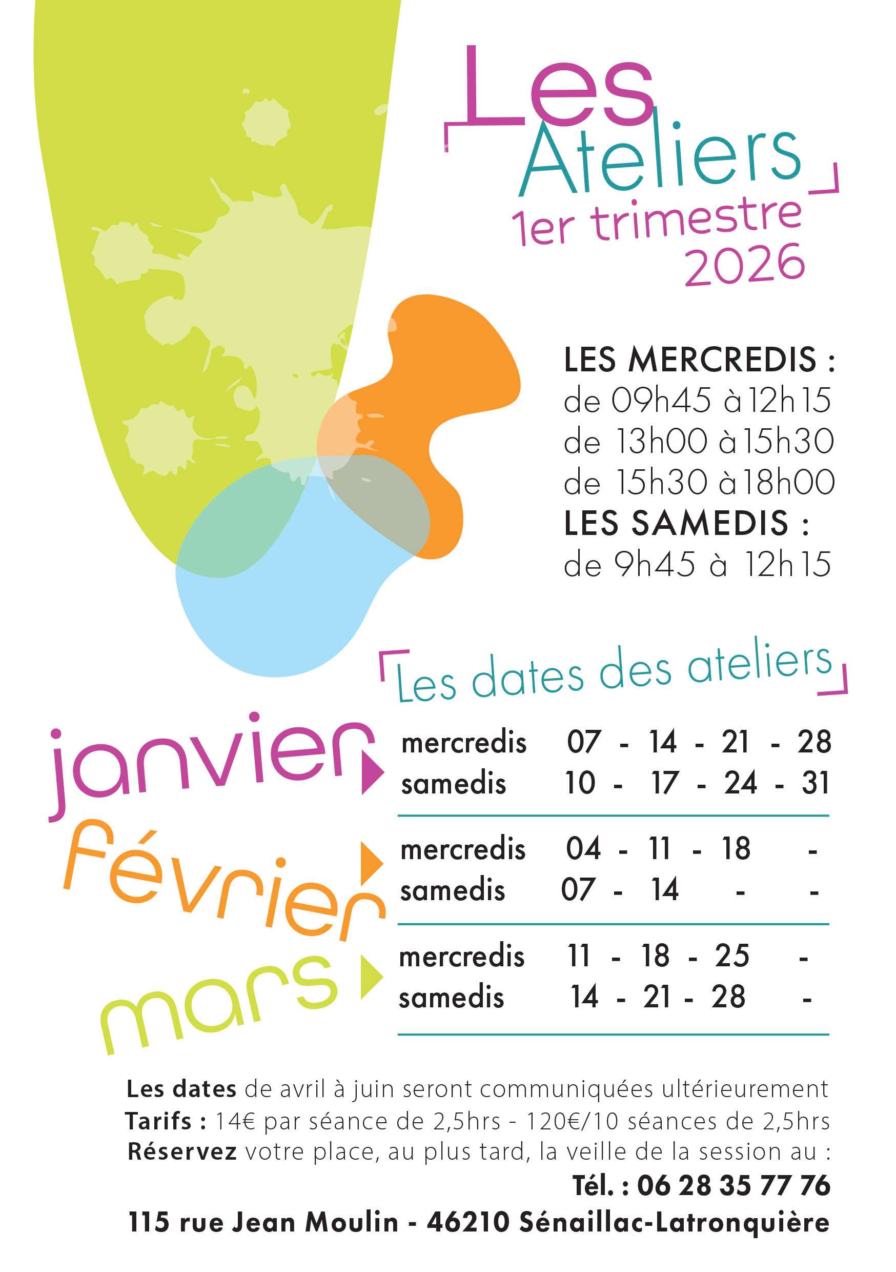 Atelier d'art plastique-animation enfant adulte-horaires et dates-