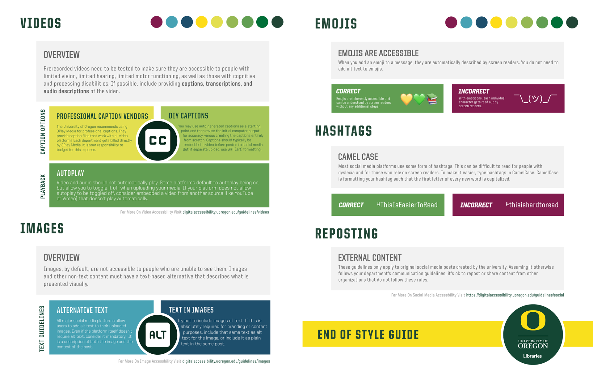 Accesibilty Features to Keep in Mind, Per University of Oregon Communication Guidelines