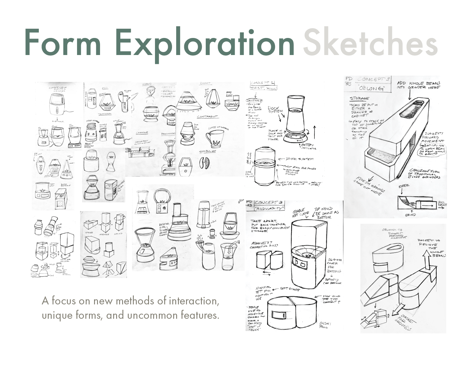 Form + Function Ideation Sketches