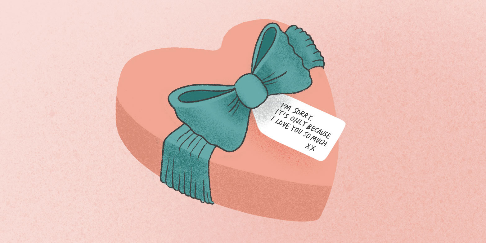 "Does your partner ever tell you that they only act this way because they love you and/or buy you lots of gifts when they say sorry?"
