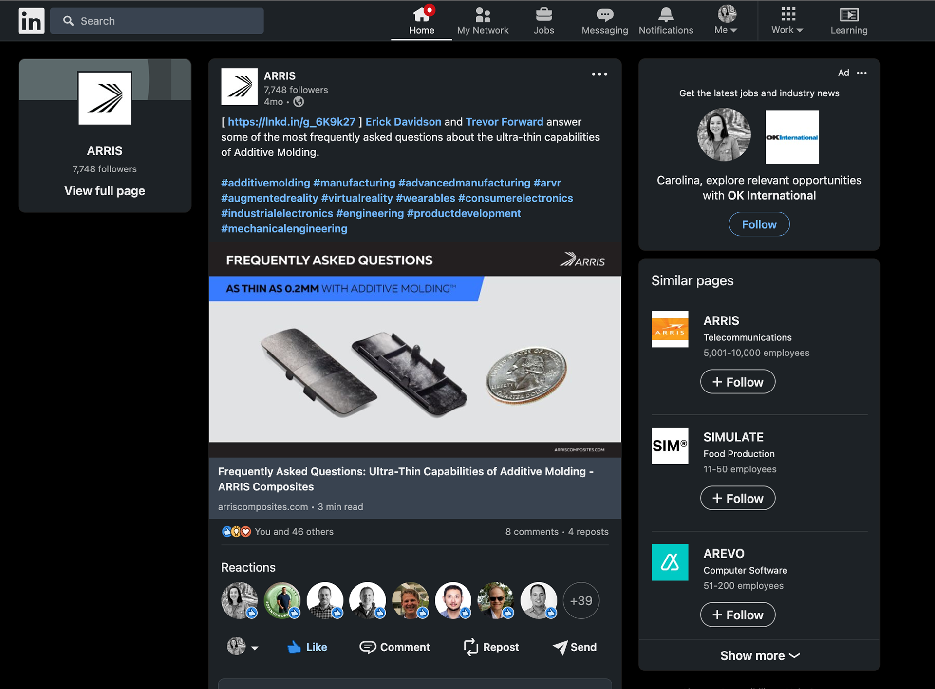 LinkedIn Post - Graphics for a Blog Post on Ultra-Thin Capabilities of Additive Molding