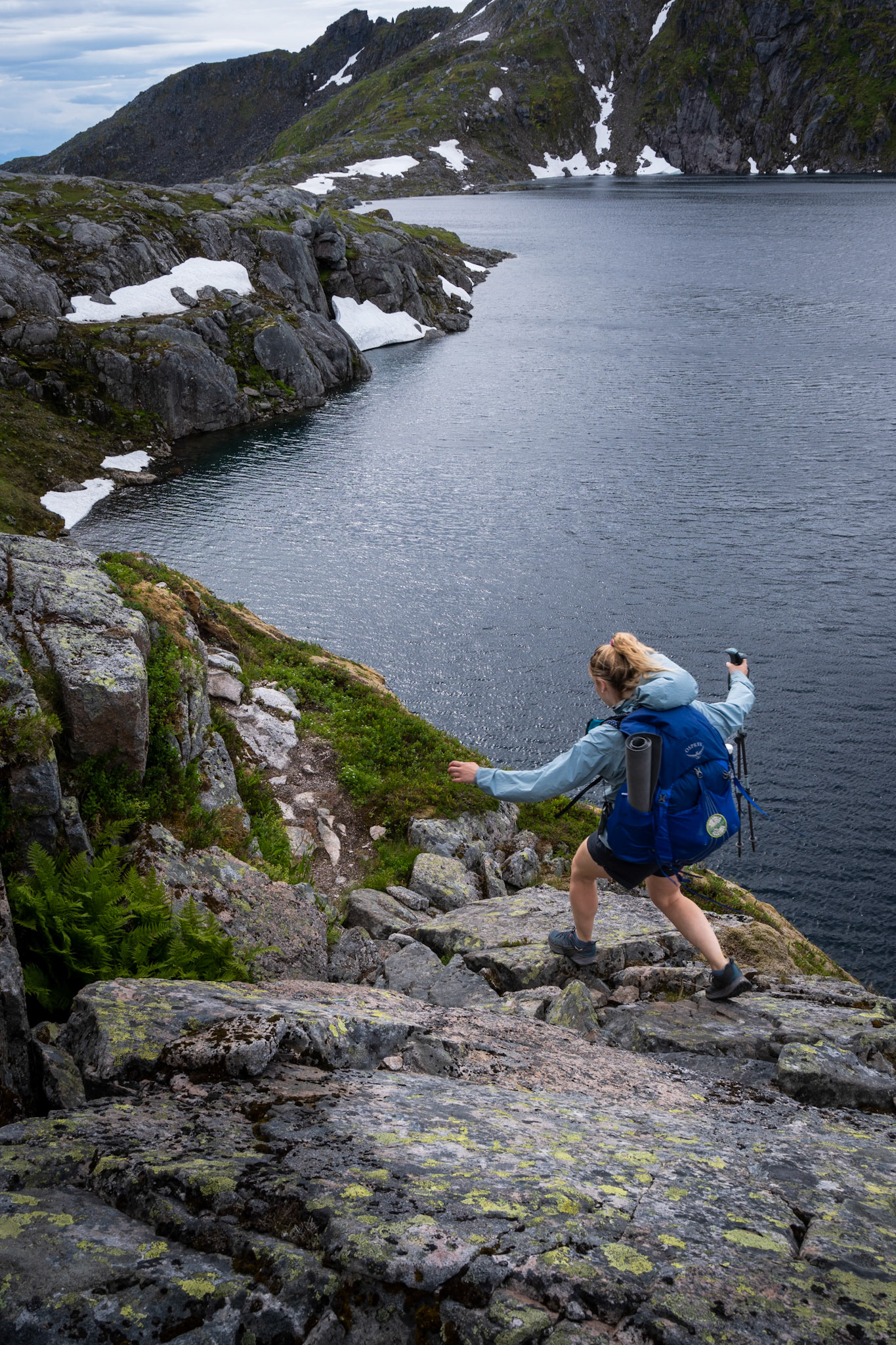 Day 2 on the Long Crossing. From Sandsletta we hiked up into the mountains and down back again into the town of Svolvær.