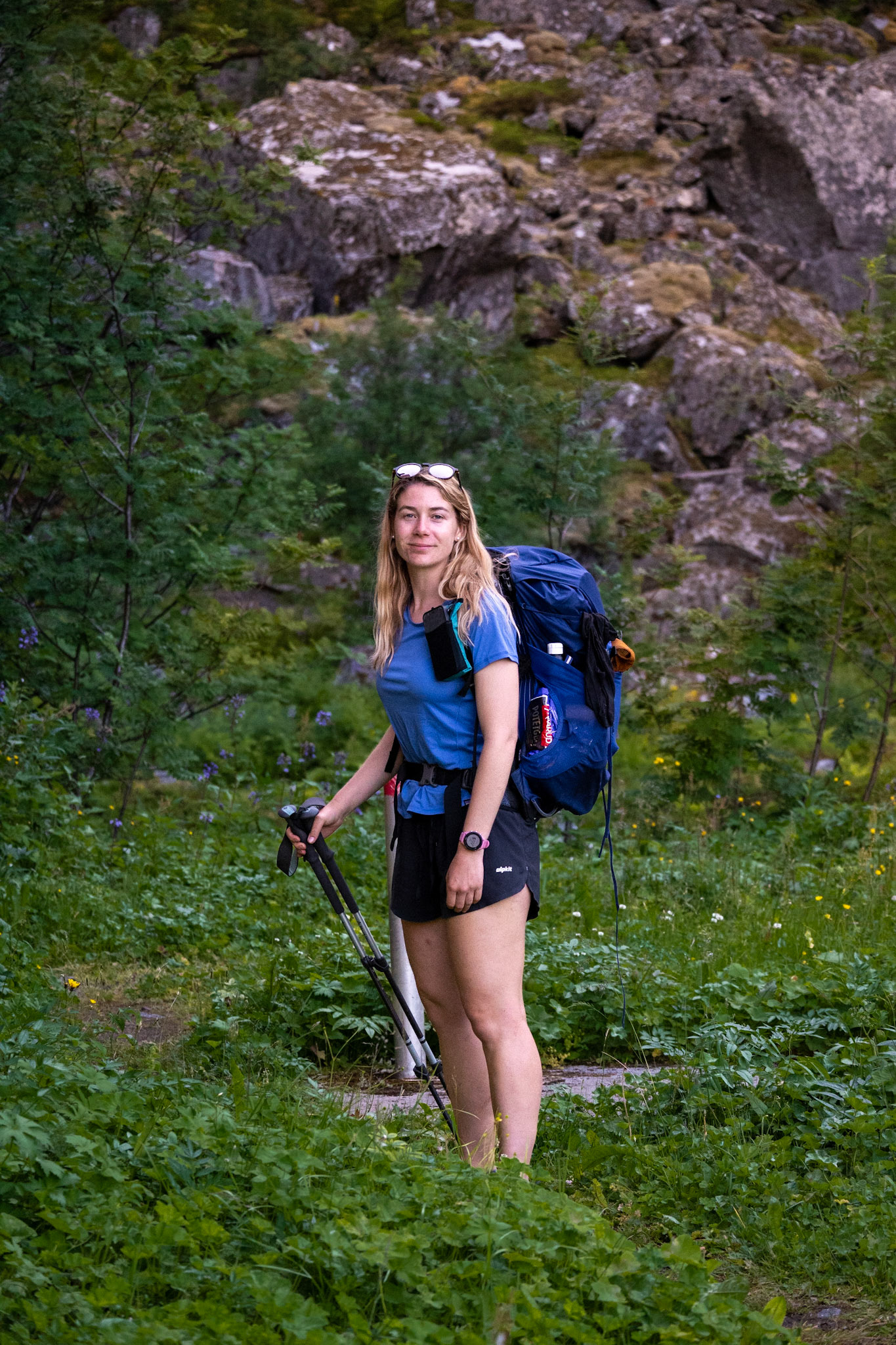 After climbing down from Helvetestinden we hiked a coastal path from Vindstad to Forfjordsen. Path is a very loose term for the section - it took us over four hours to go less than 5km.