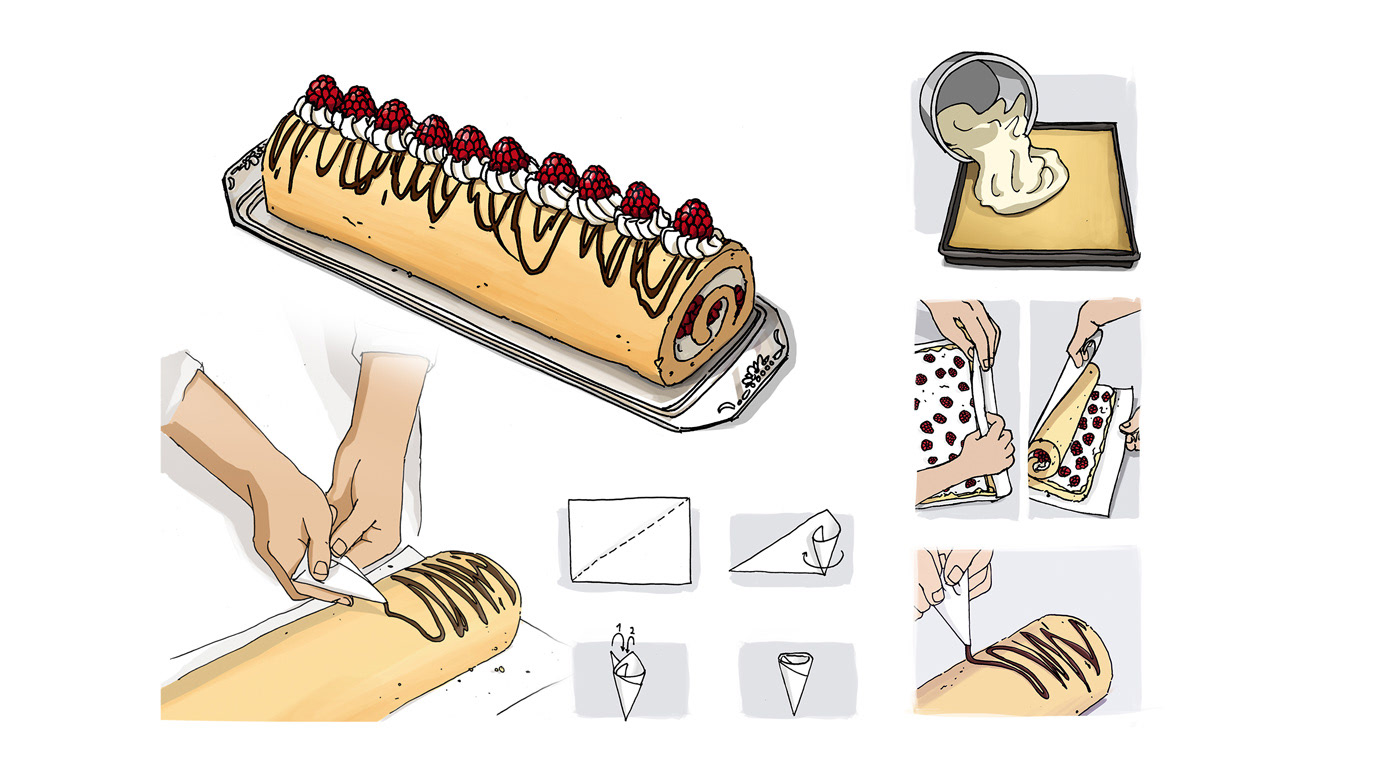 himbeersahnrerolle illustration by sketjet