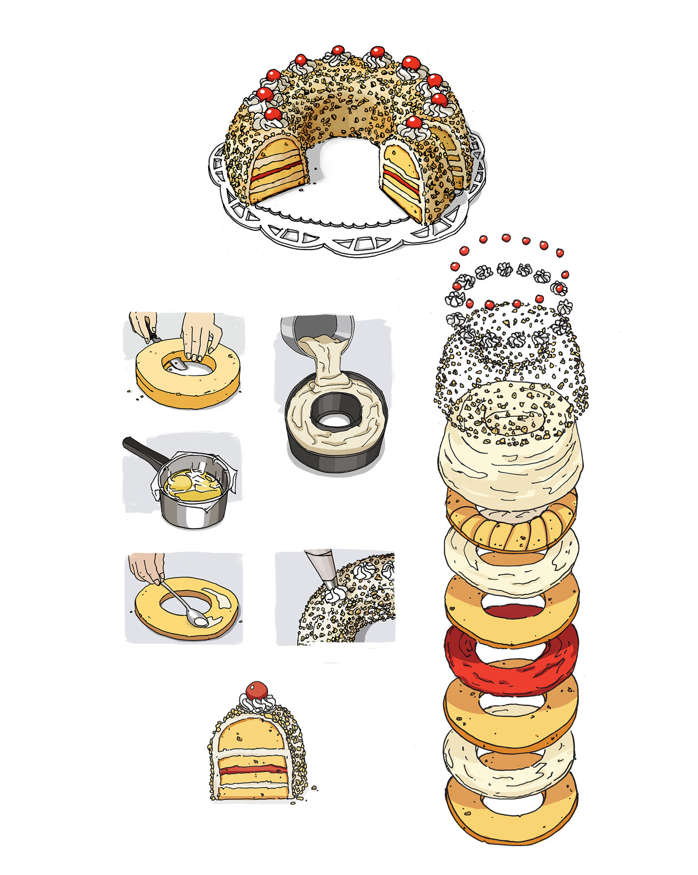 aunts cake frankfurter kranz illustration by sketjet