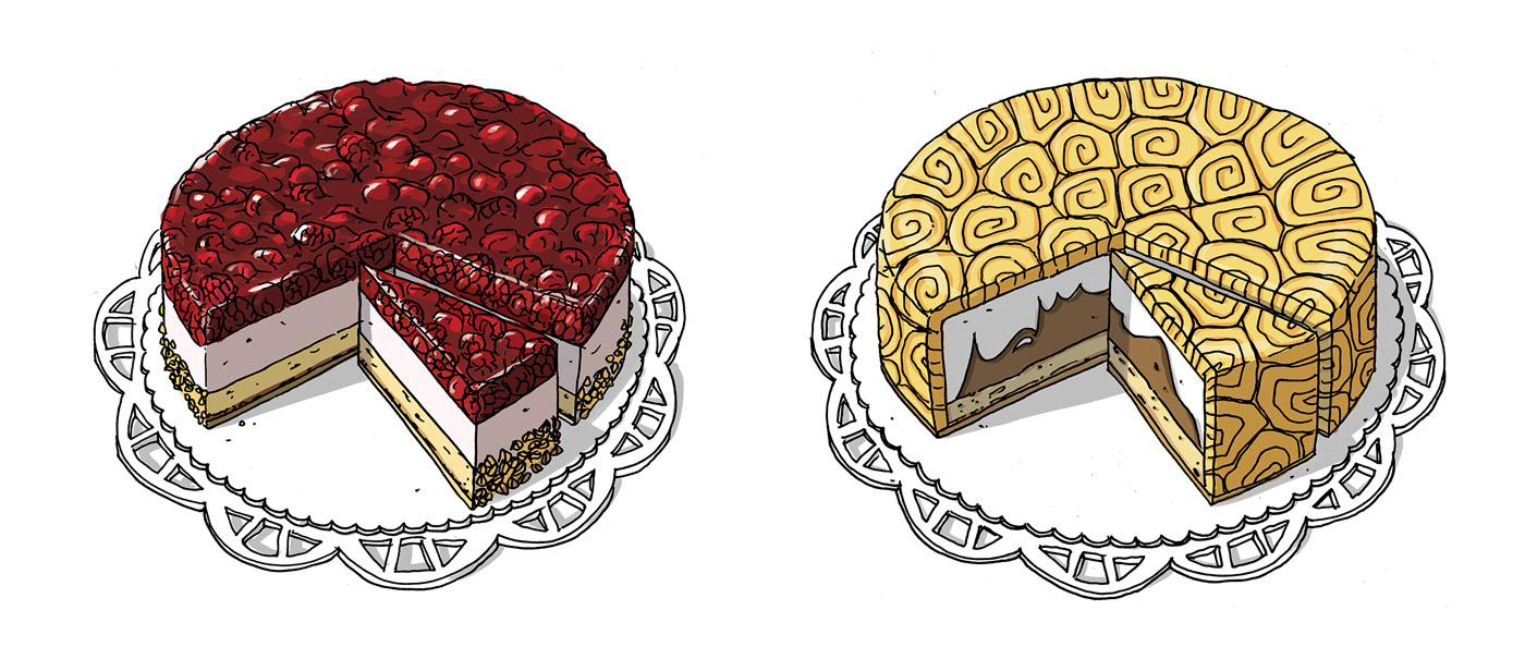 aunts cake himbeersahnetorte illustration by sketjet
