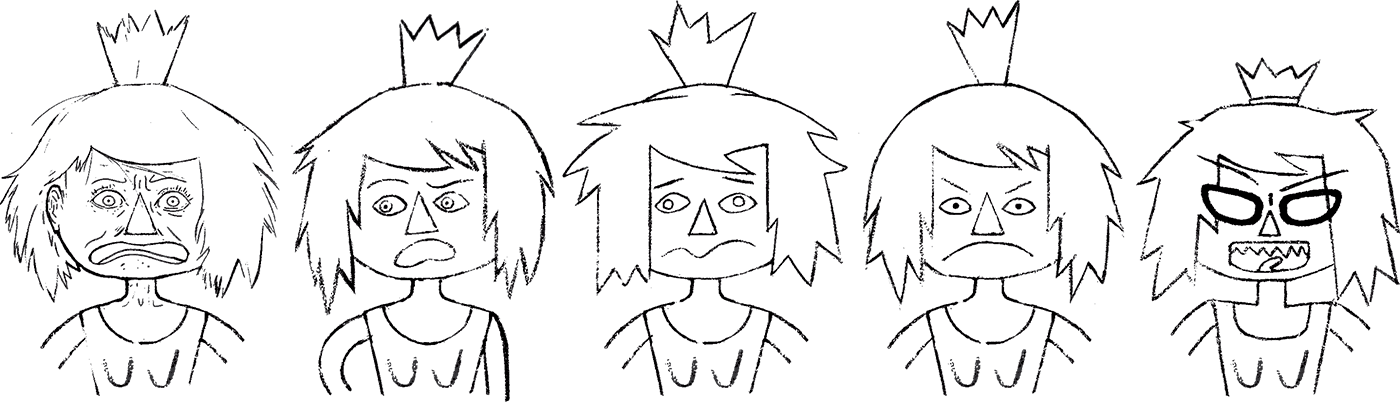 Sam from Funny Colours sketched in a range of emotions.