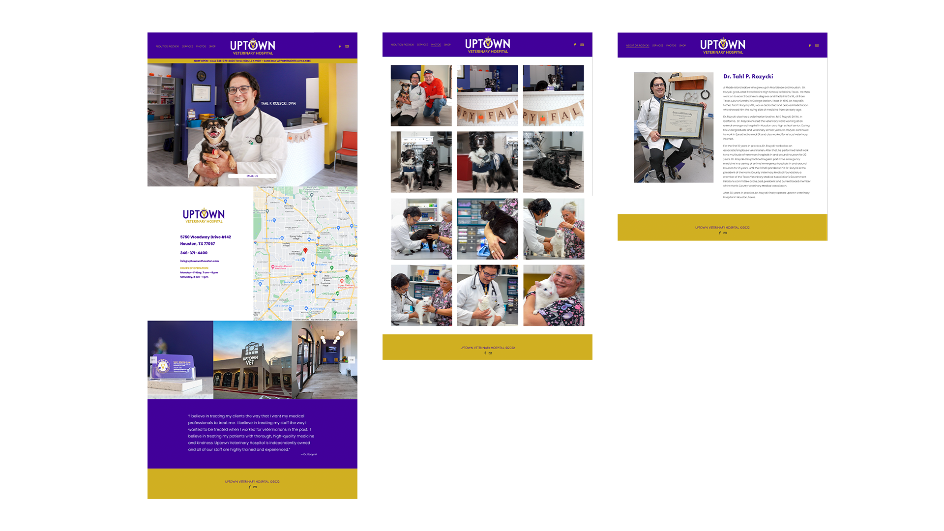 Uptown Veterinary Hospital website design