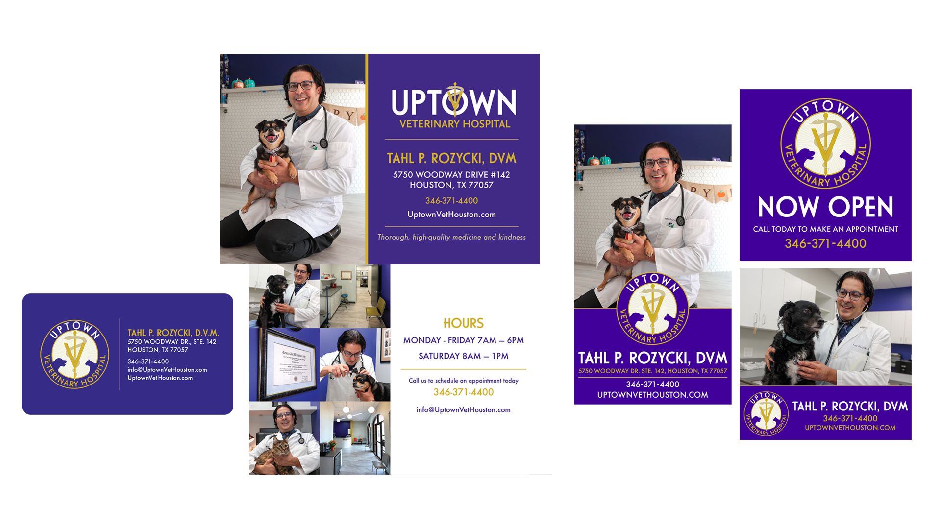 Uptown Veterinary Hospital print and social media collateral