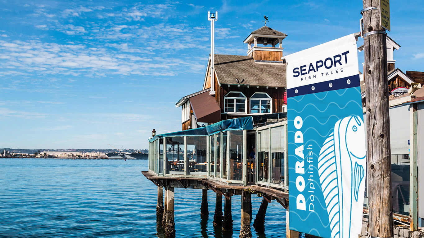 Banner mockup by the san diego pier cafe