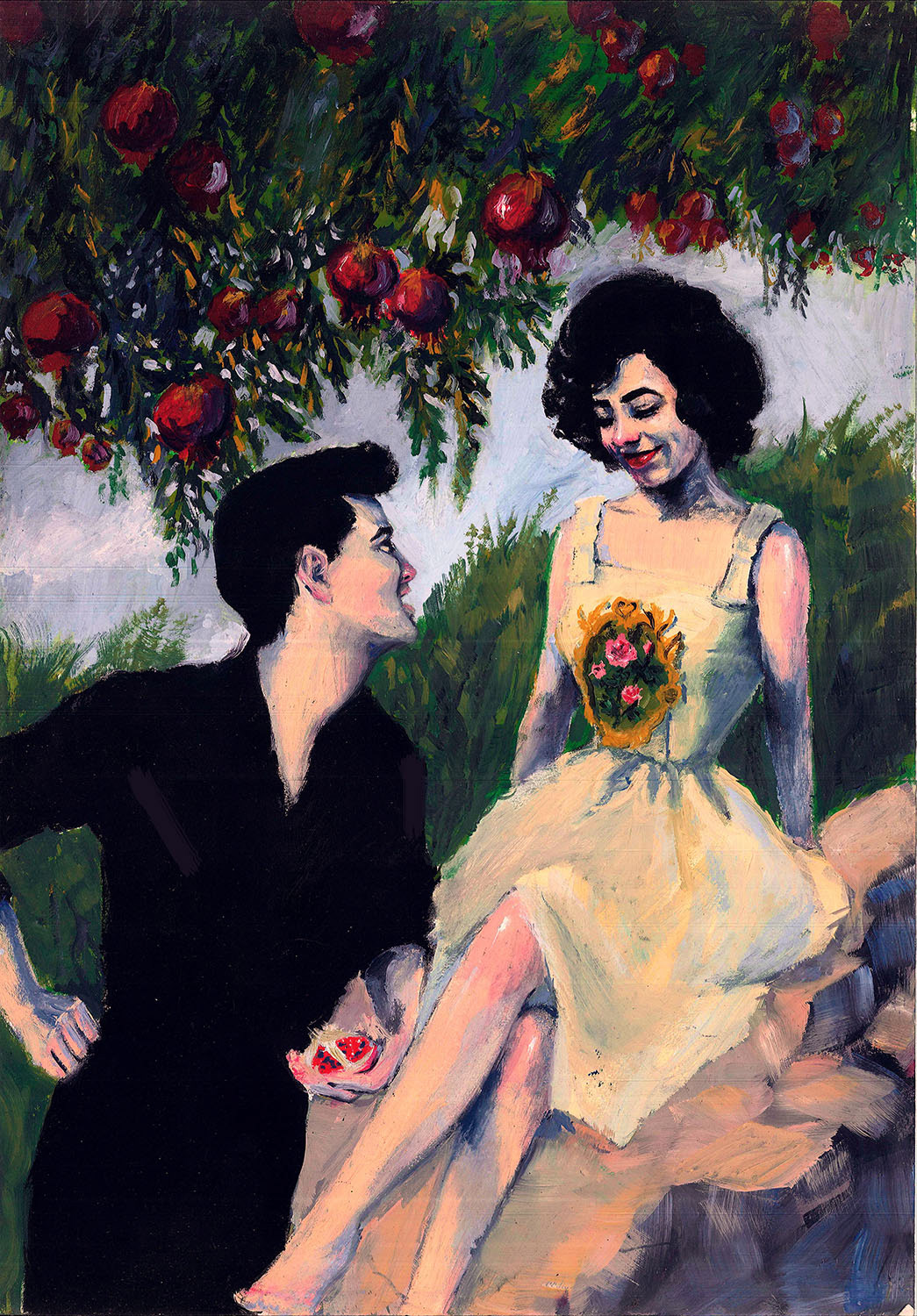 "But I Don't Like Pomegranates!" - oil on paper - 35 x 50 cms.