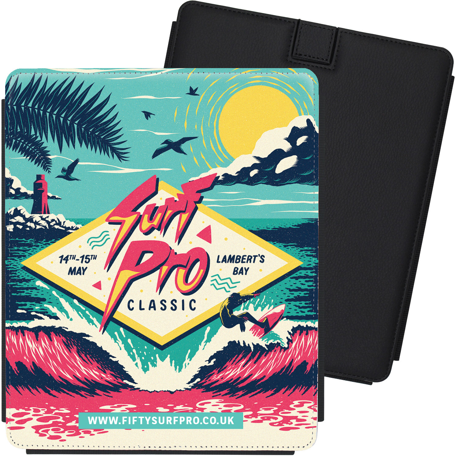 product photo of custom printed surfing illustration ipad case taken by david lefebvre a product photographer in buckinghamshire