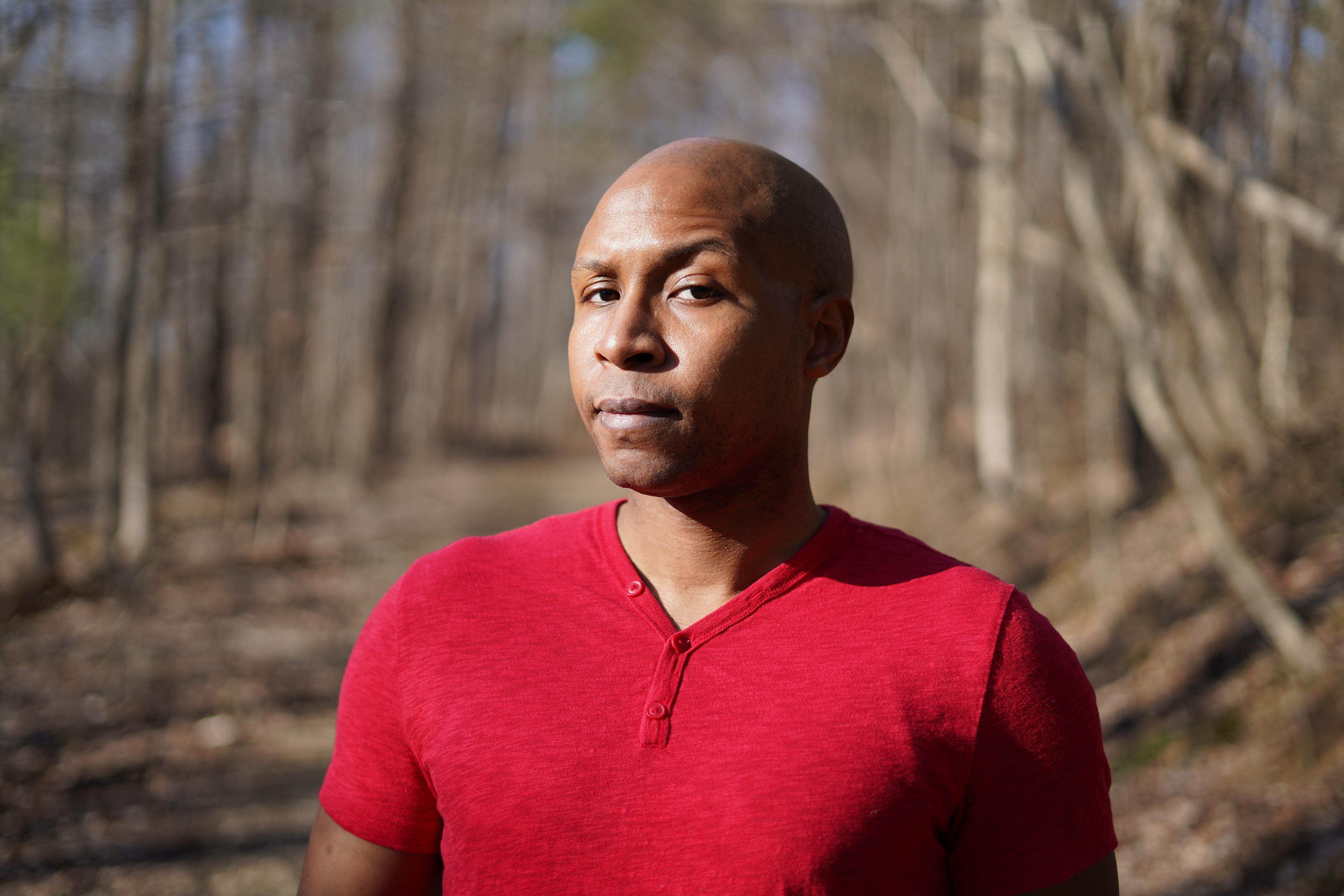 Tony T. in the forest, portrait.