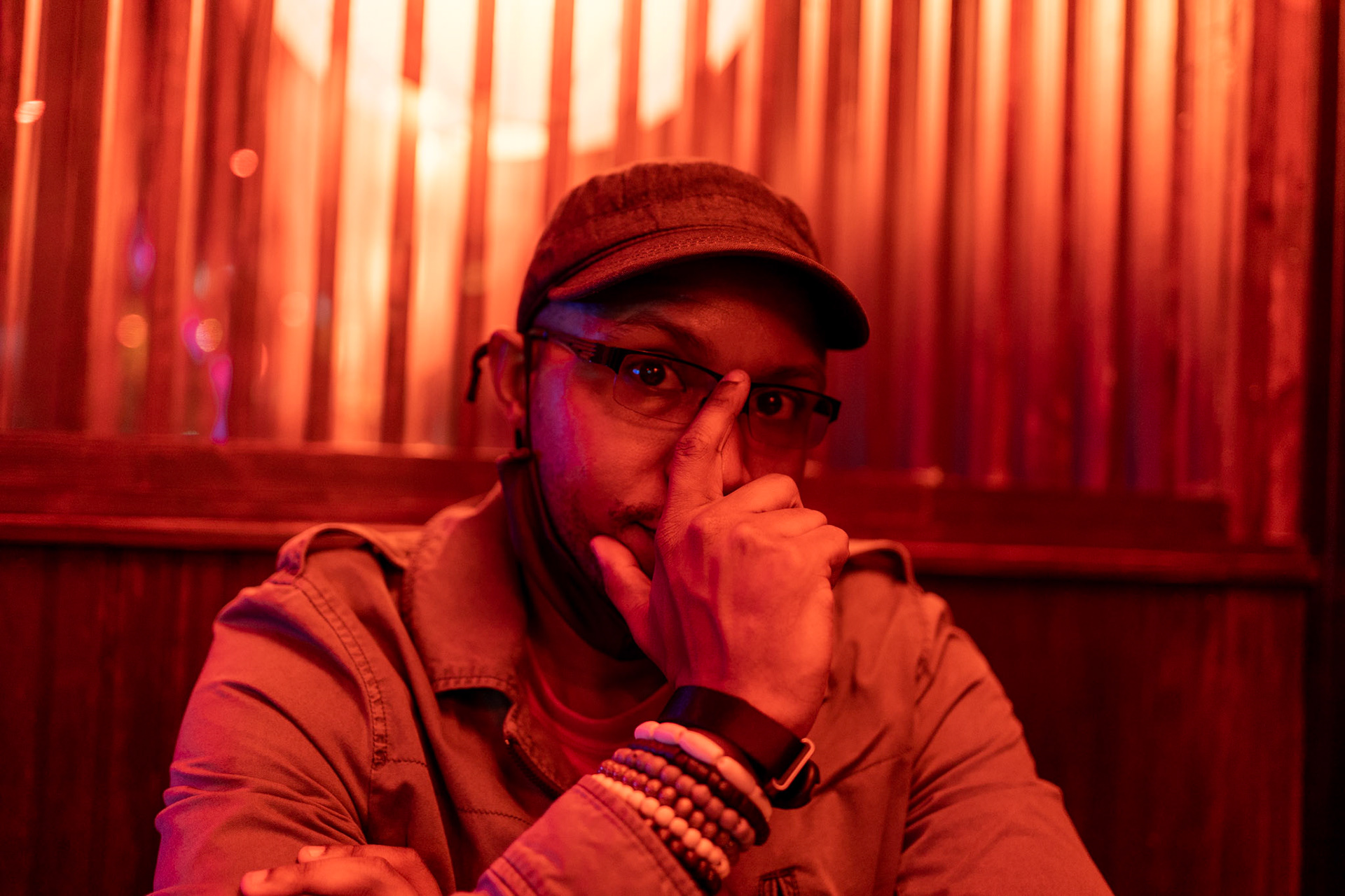Self, covered in red-orange glow.