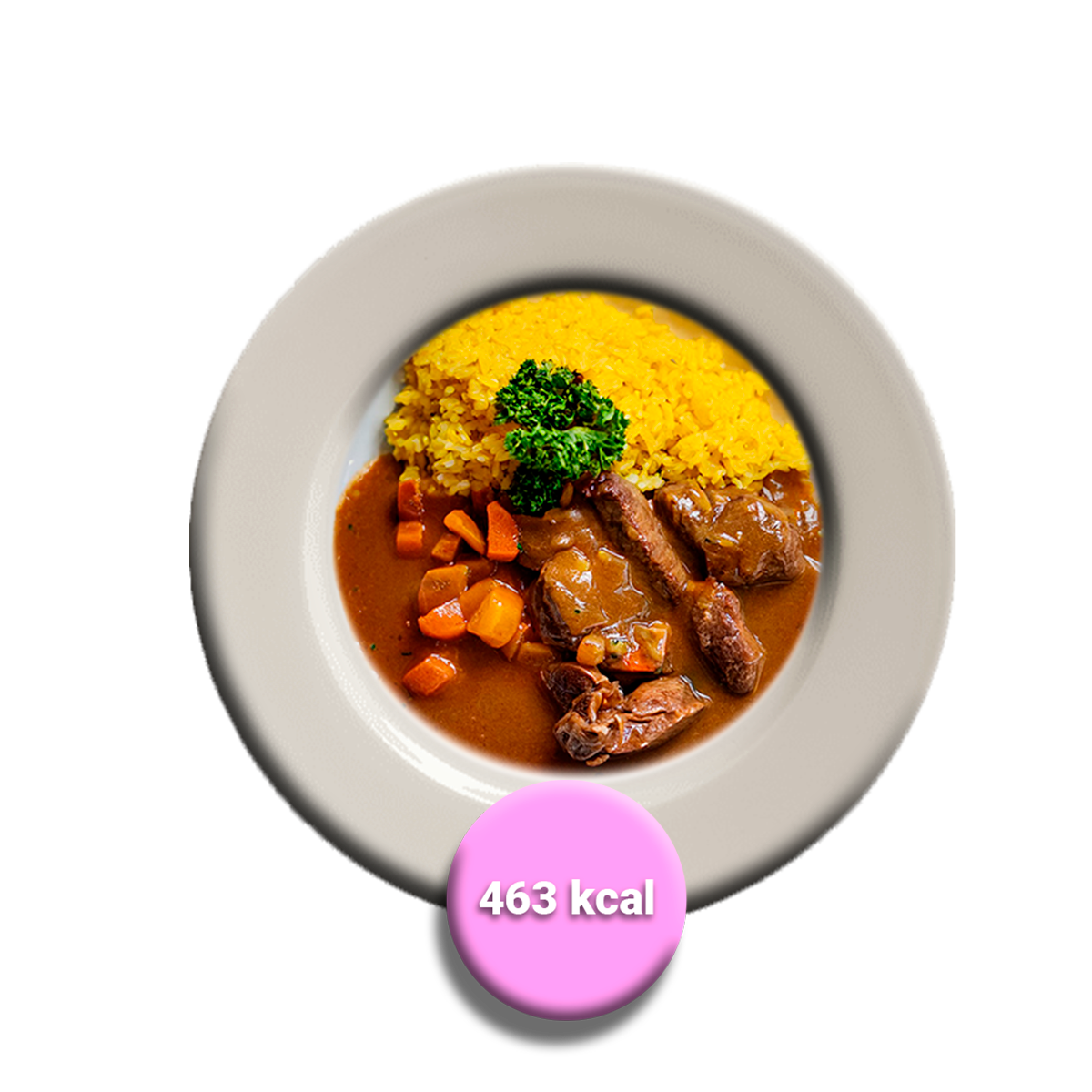 Carne al jugo con arroz al curry
