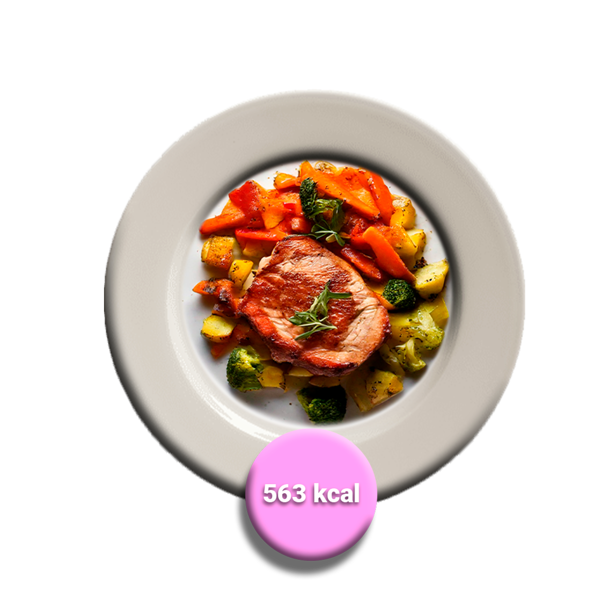 Cerdo asado con bouquetier de verduras