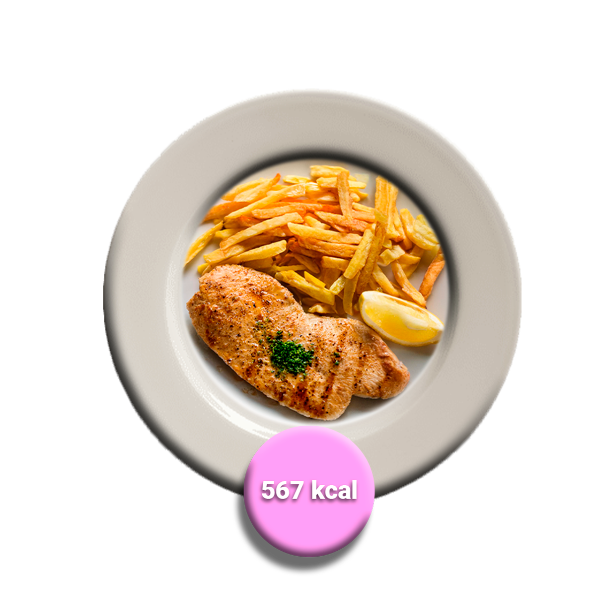 Filete de pechuga de pollo a la plancha con papas fritas