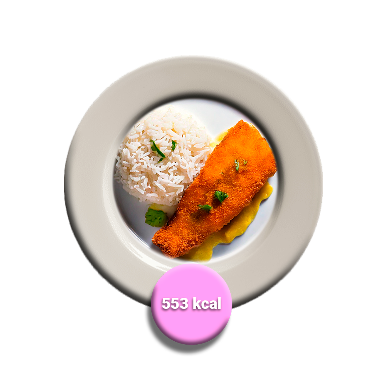 Pescado frito con arroz graneado