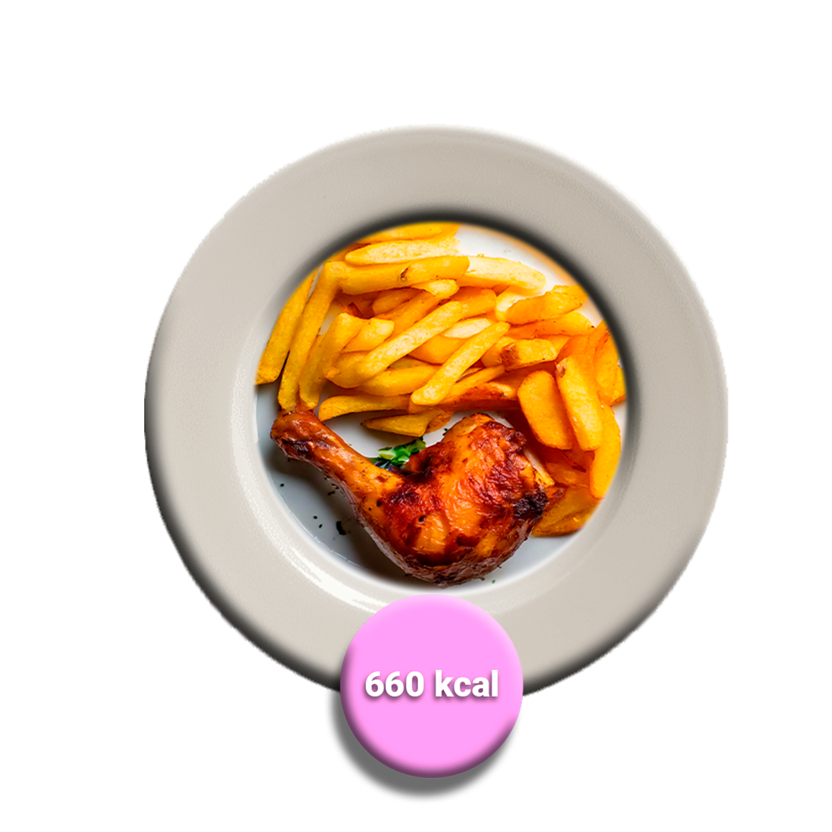 Trutro de pollo asado con papas fritas