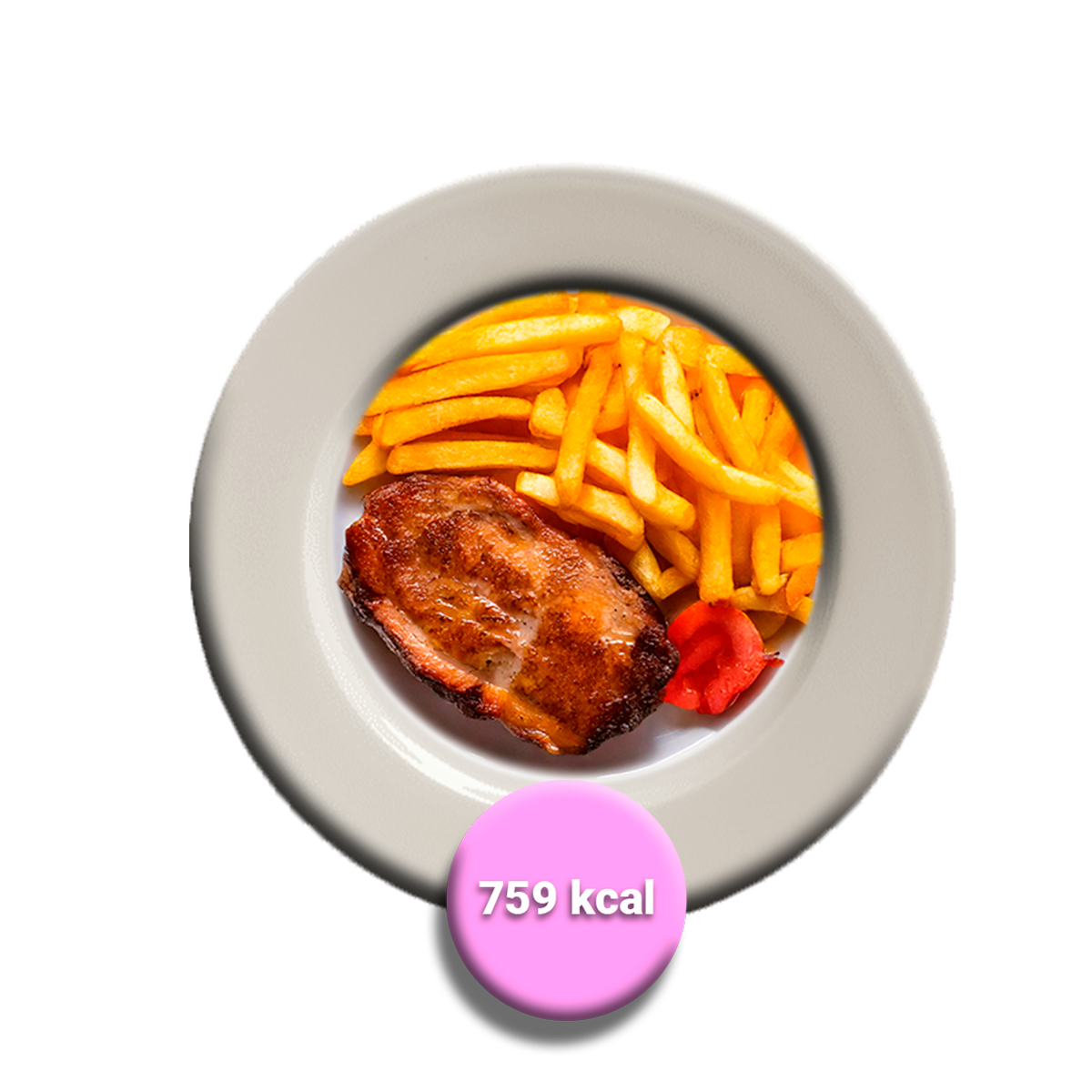 Cerdo asado con papas fritas