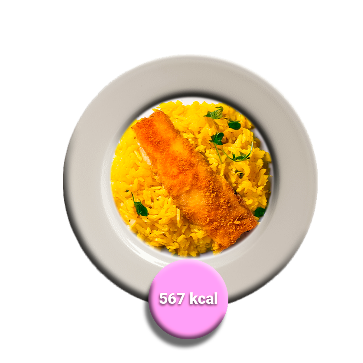 Pescado frito con arroz al curry