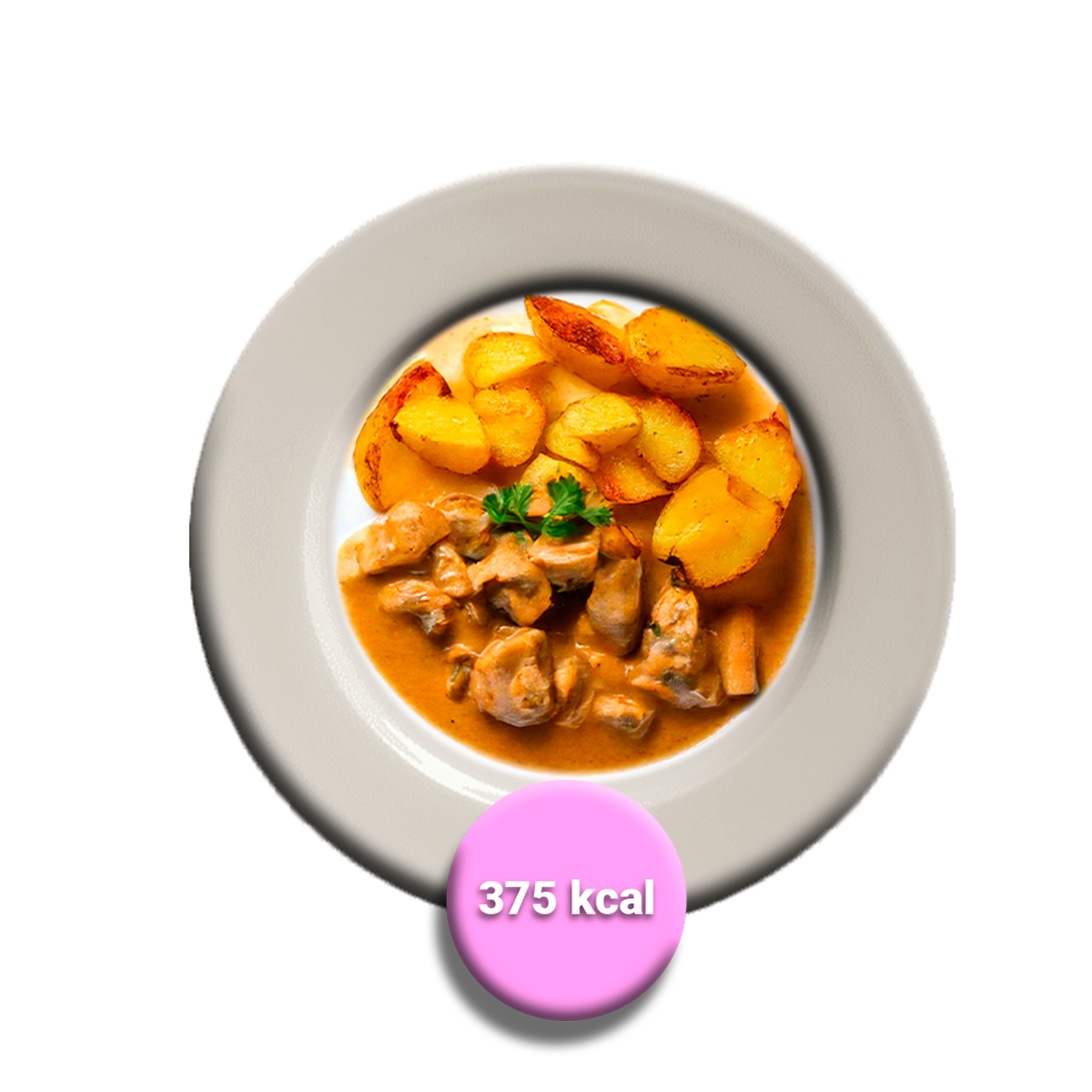 Strogonoff de ave con papas doradas