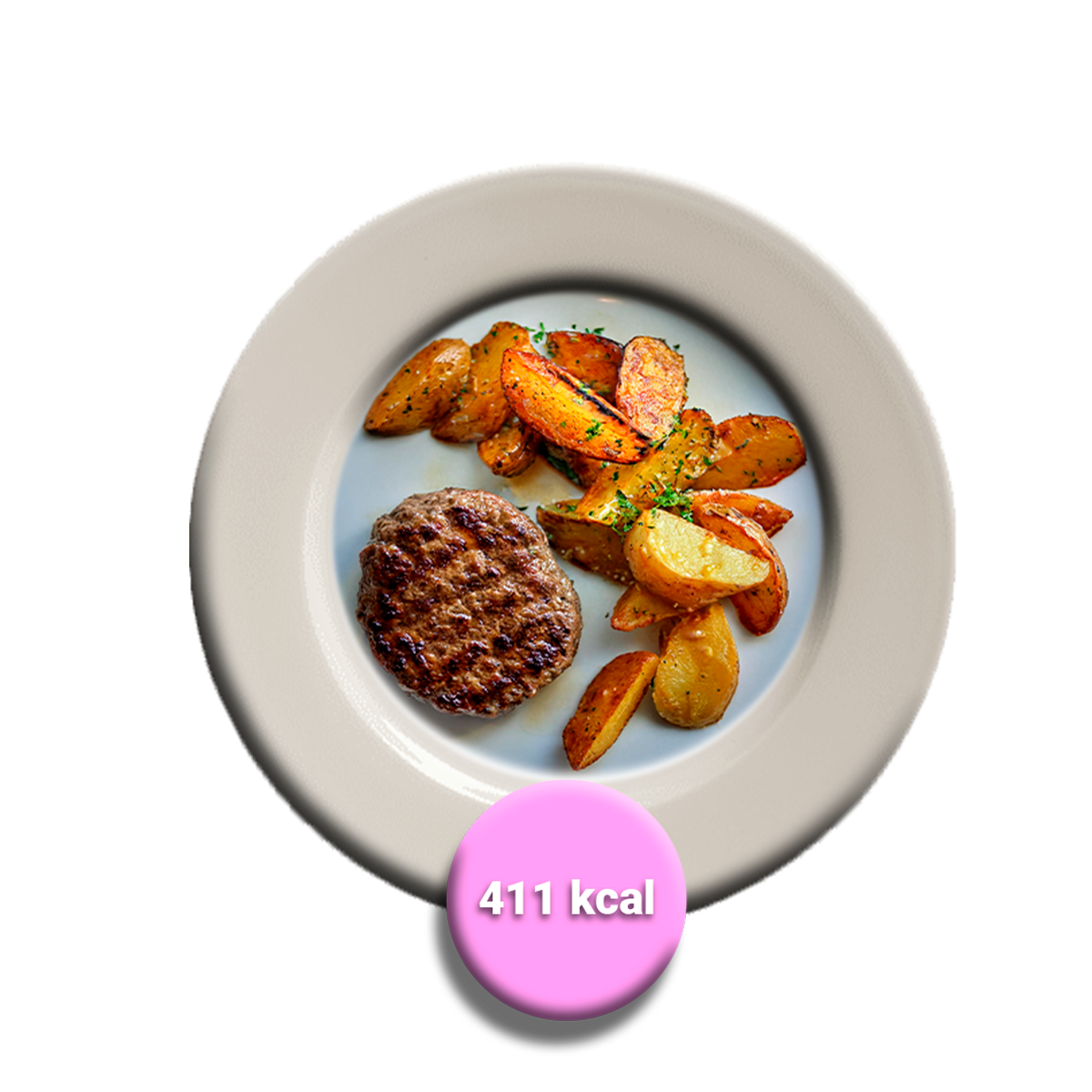 Hamburguesa con papas doradas