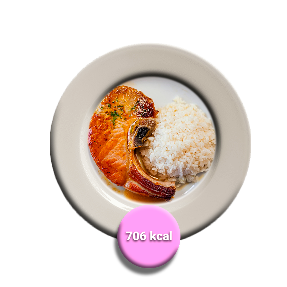 Chuleta de cerdo con arroz graneado