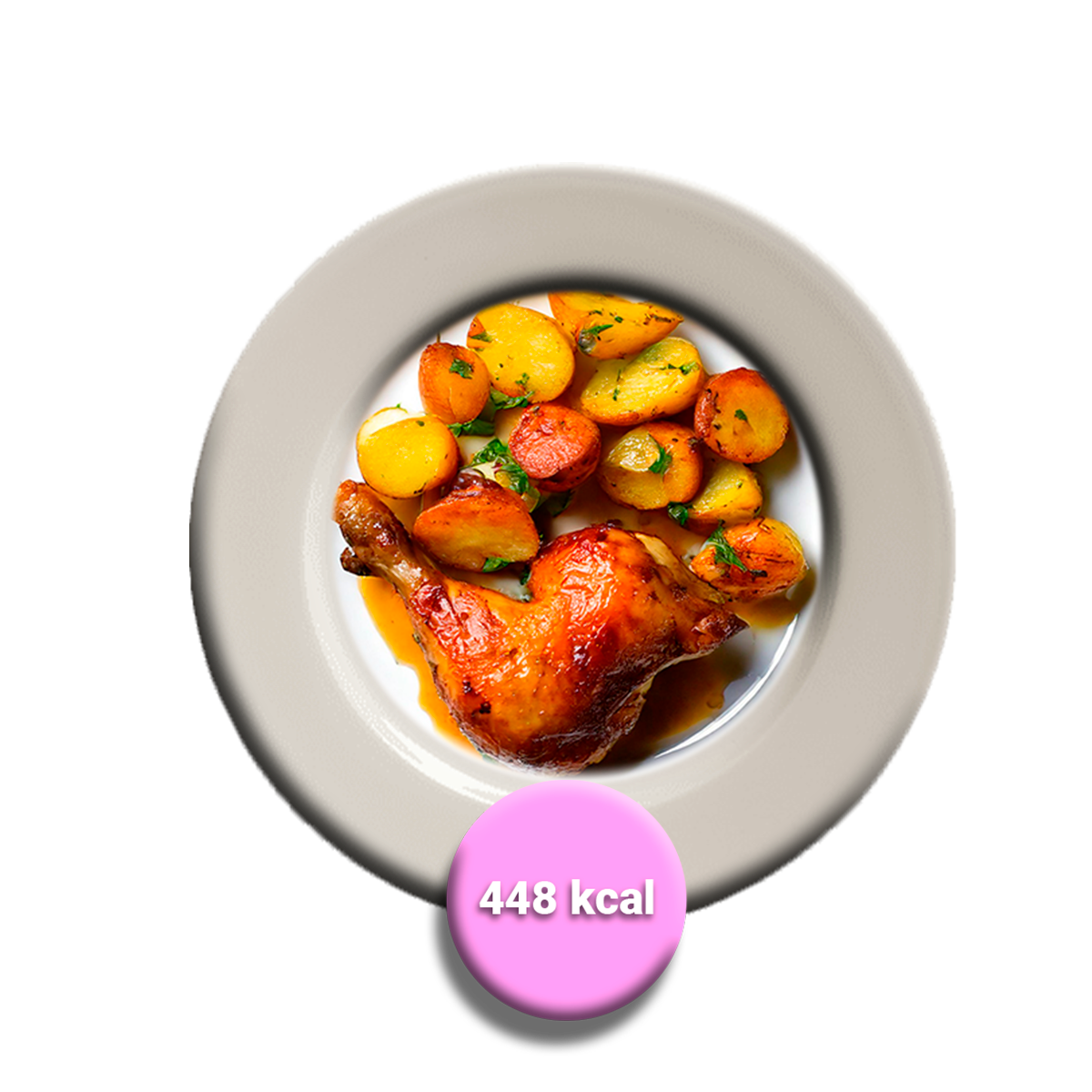 Trutro de pollo asado con papas doradas