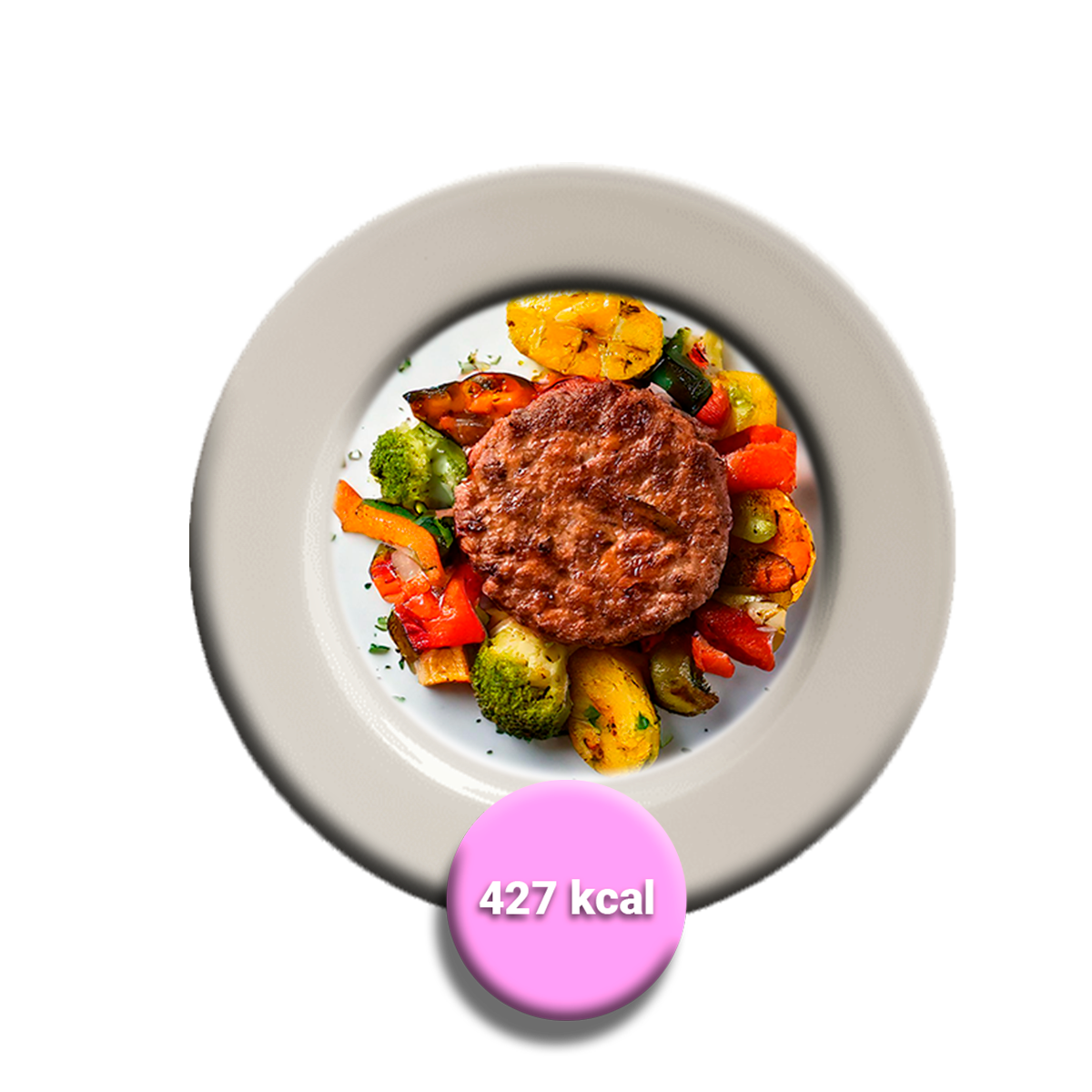 Hamburguesa con bouquetier de verduras