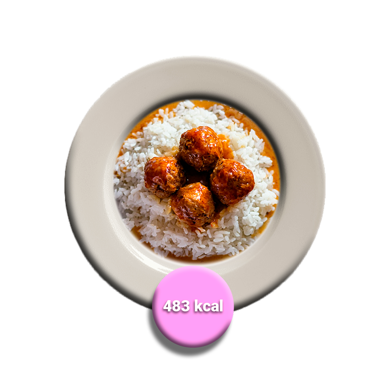 Albóndigas al jugo con arroz graneado