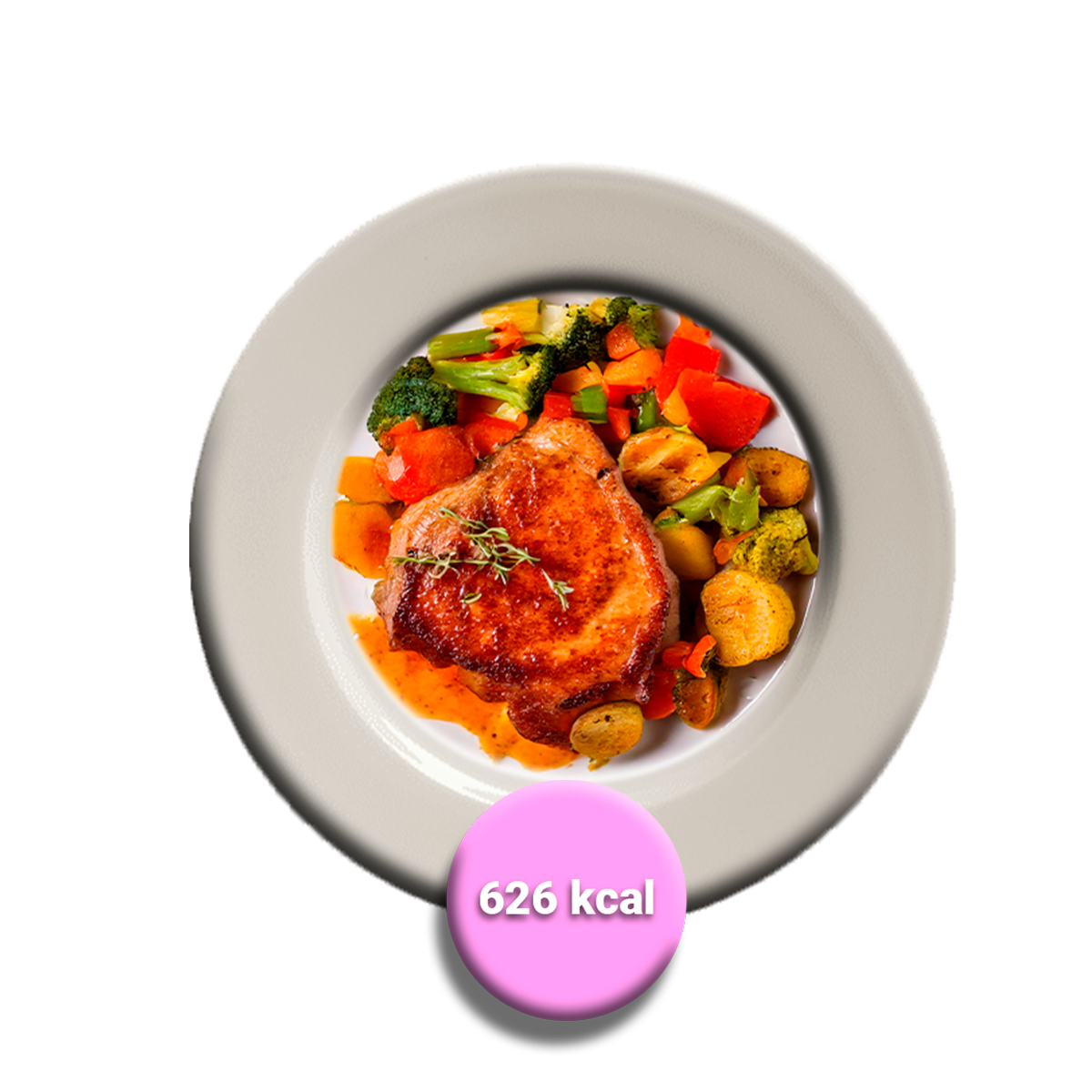 Chuleta de cerdo con bouquetier de verduras