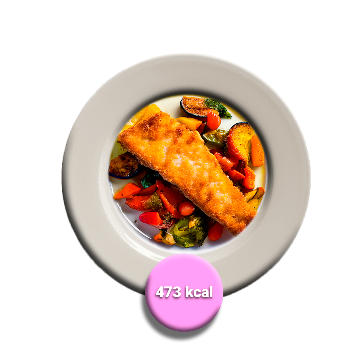 Pescado frito con bouquetier de verduras