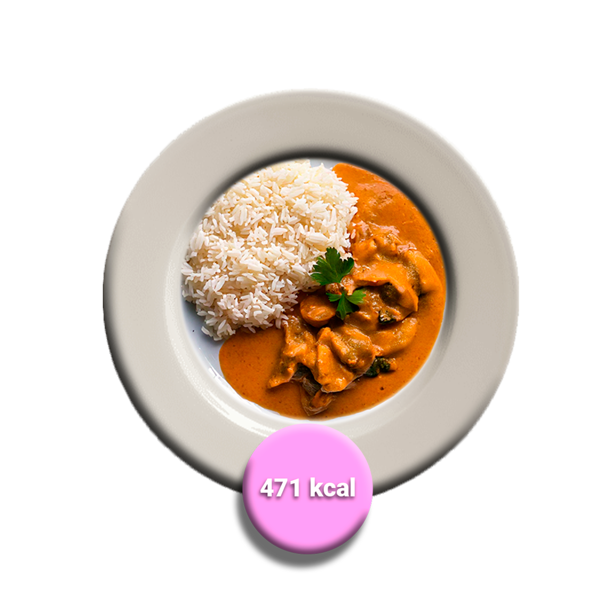 Strogonoff de ave con arroz graneado