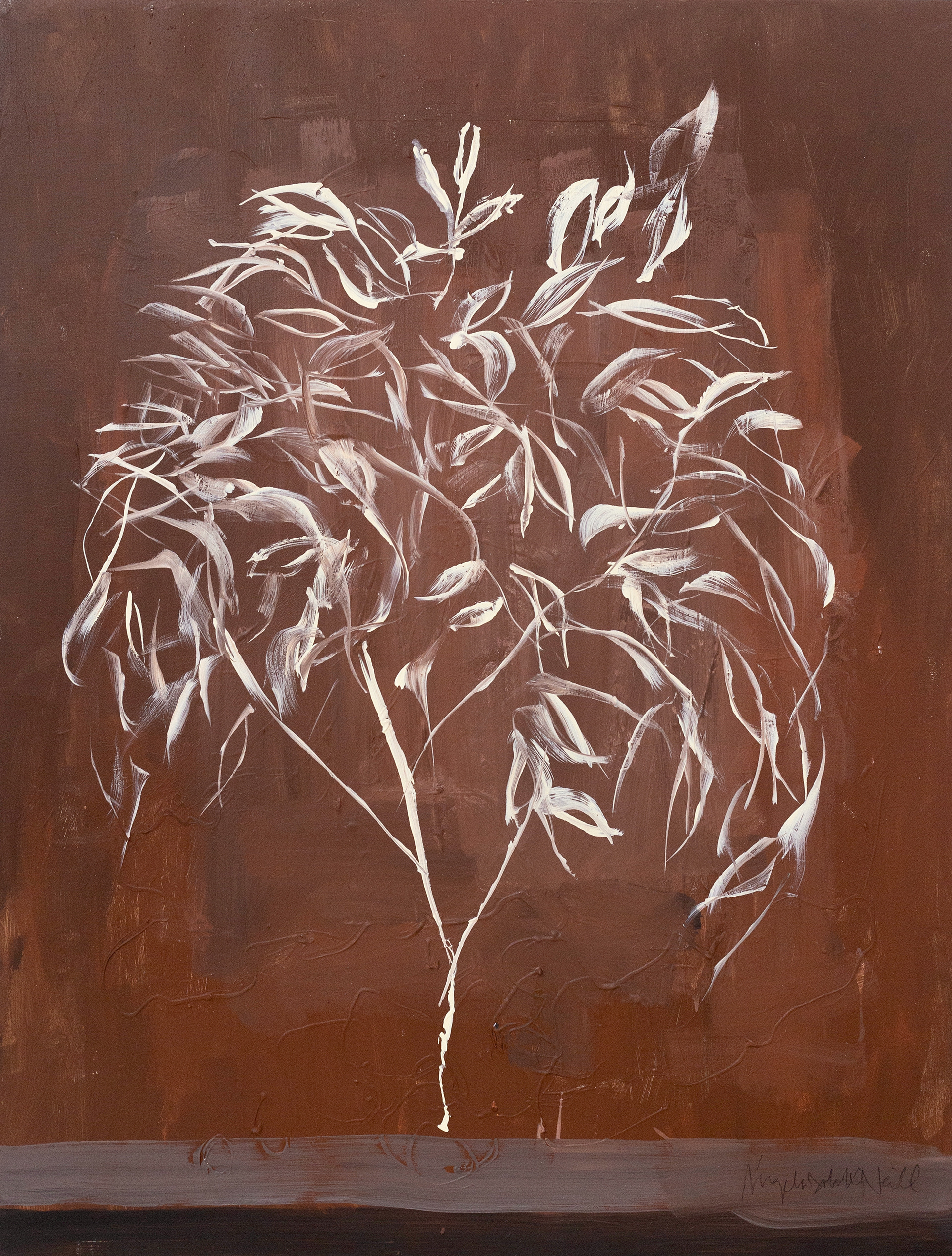Orange tree and palimpsest, 2025, acrylic on linen, 80x75cm