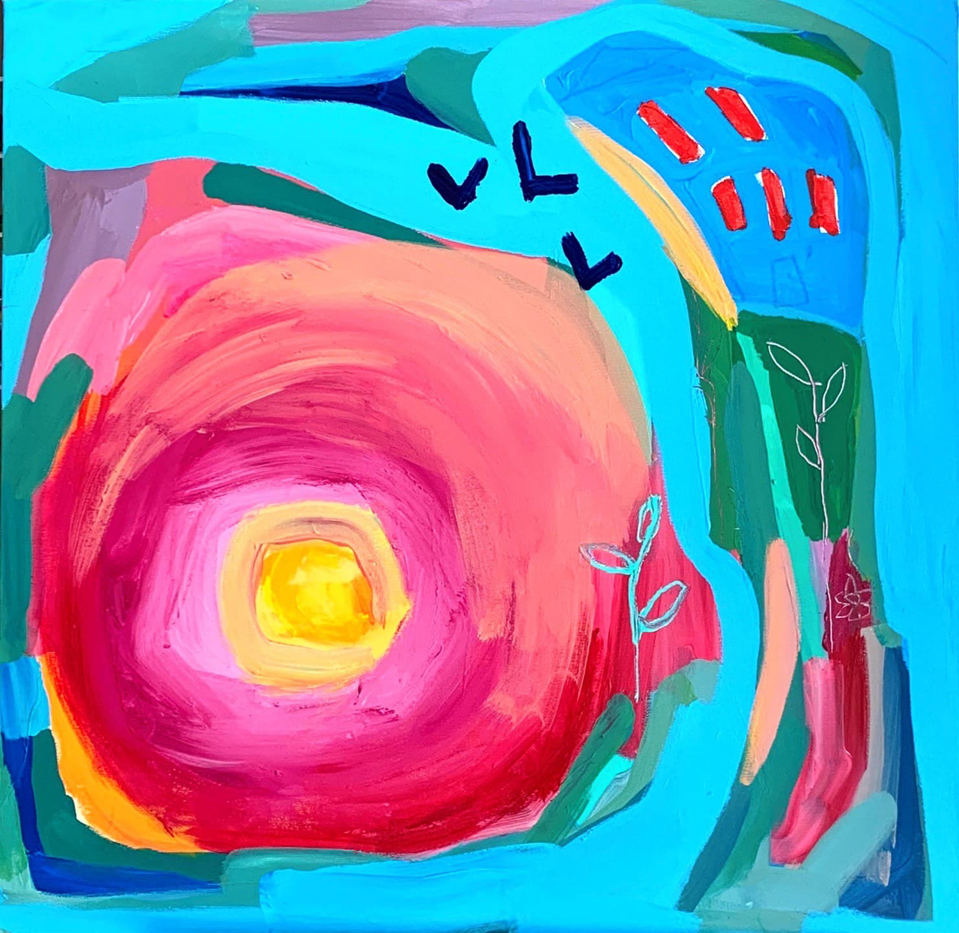 The sun sets earlier, 2023, acrylic, 70x70cm